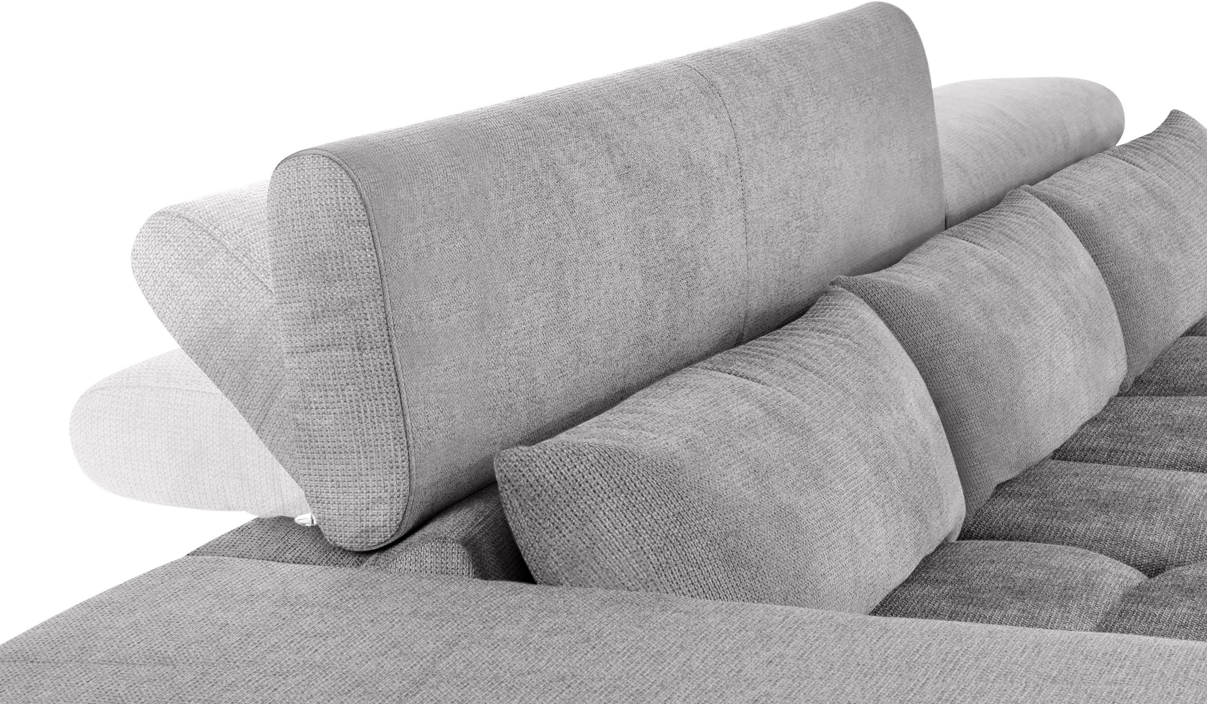 COTTA Ecksofa »Orion L-Form«, mit Recamiere, inkl. verstellbaren Kopfstützen und 3 Kissen