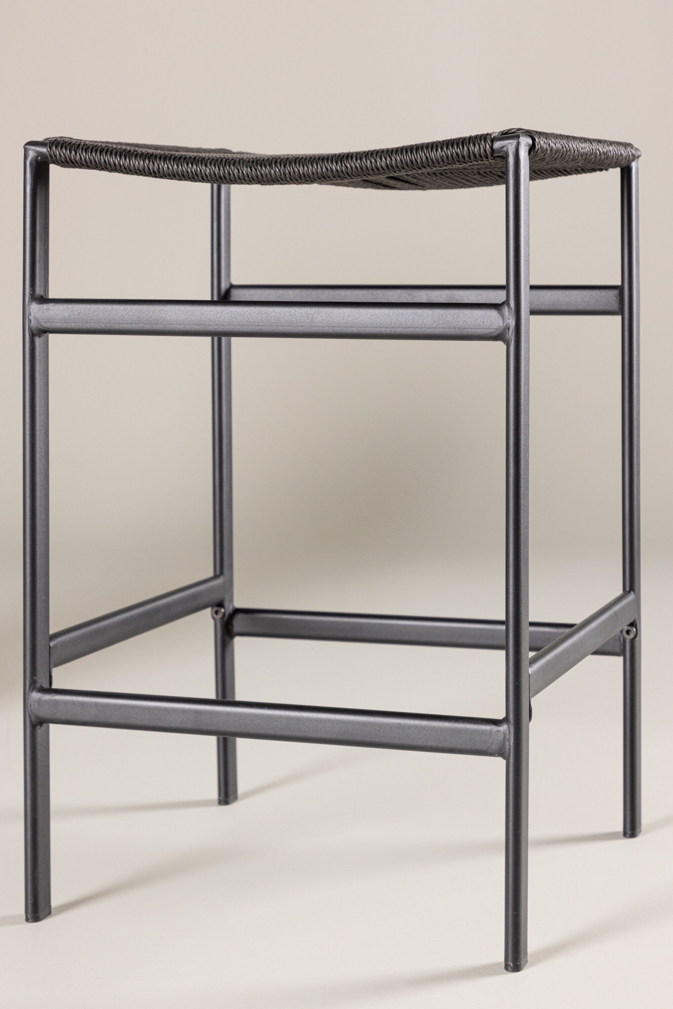 Venture Home Barhocker »Polly, 2er-Set Barhocker mit schwarzem Seilsitz und Stahlbeinen« Set, 2 Stk. tlg. Tresenhocker minimalistisch, Seildesign, komfortabel