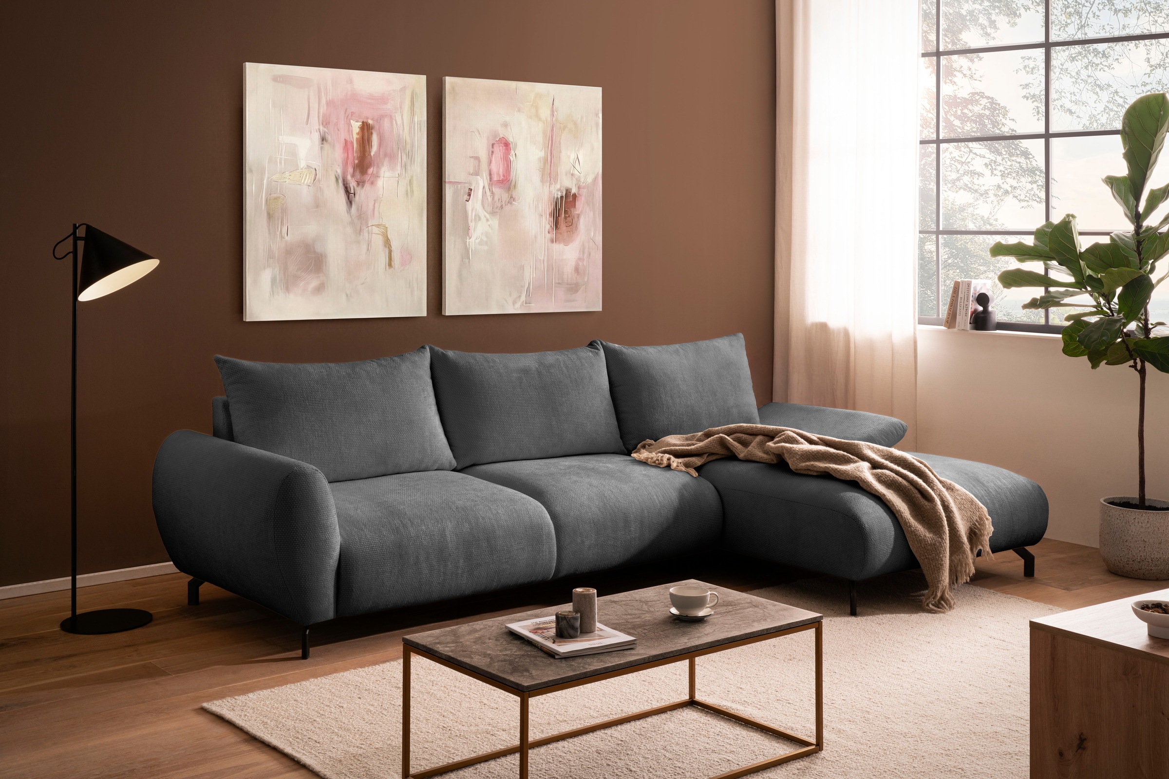 OTTO home Ecksofa "KELLIE, L-Form, 315 cm, verstellbare Armlehne, Metallfüß günstig online kaufen