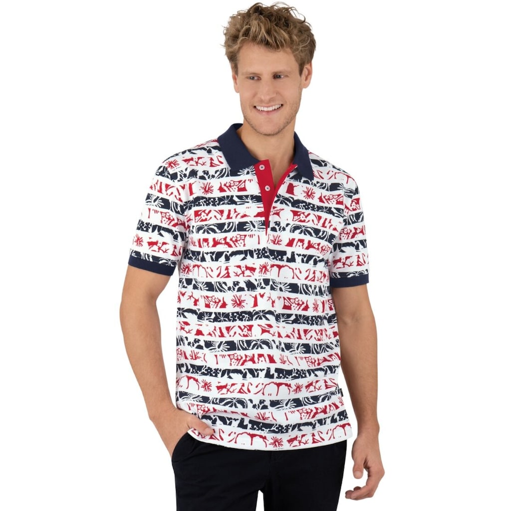 Trigema Poloshirt »TRIGEMA Poloshirt mit floralem Streifenmuster«