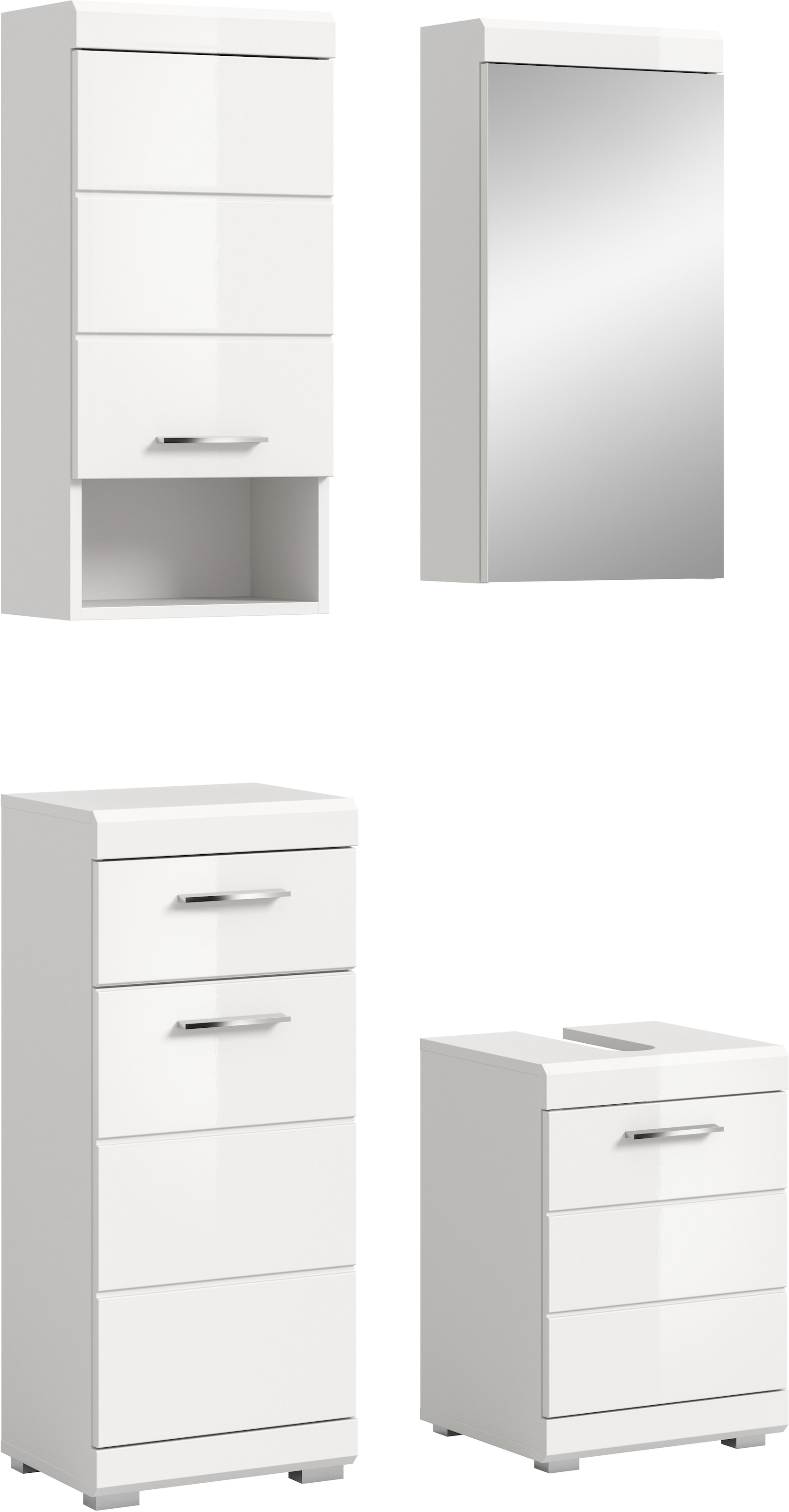 welltime Badmöbel-Set "SIENA, 4-tlg., WBU, Spiegelschrank, Hänge- & Unterschrank, MDF-Front"