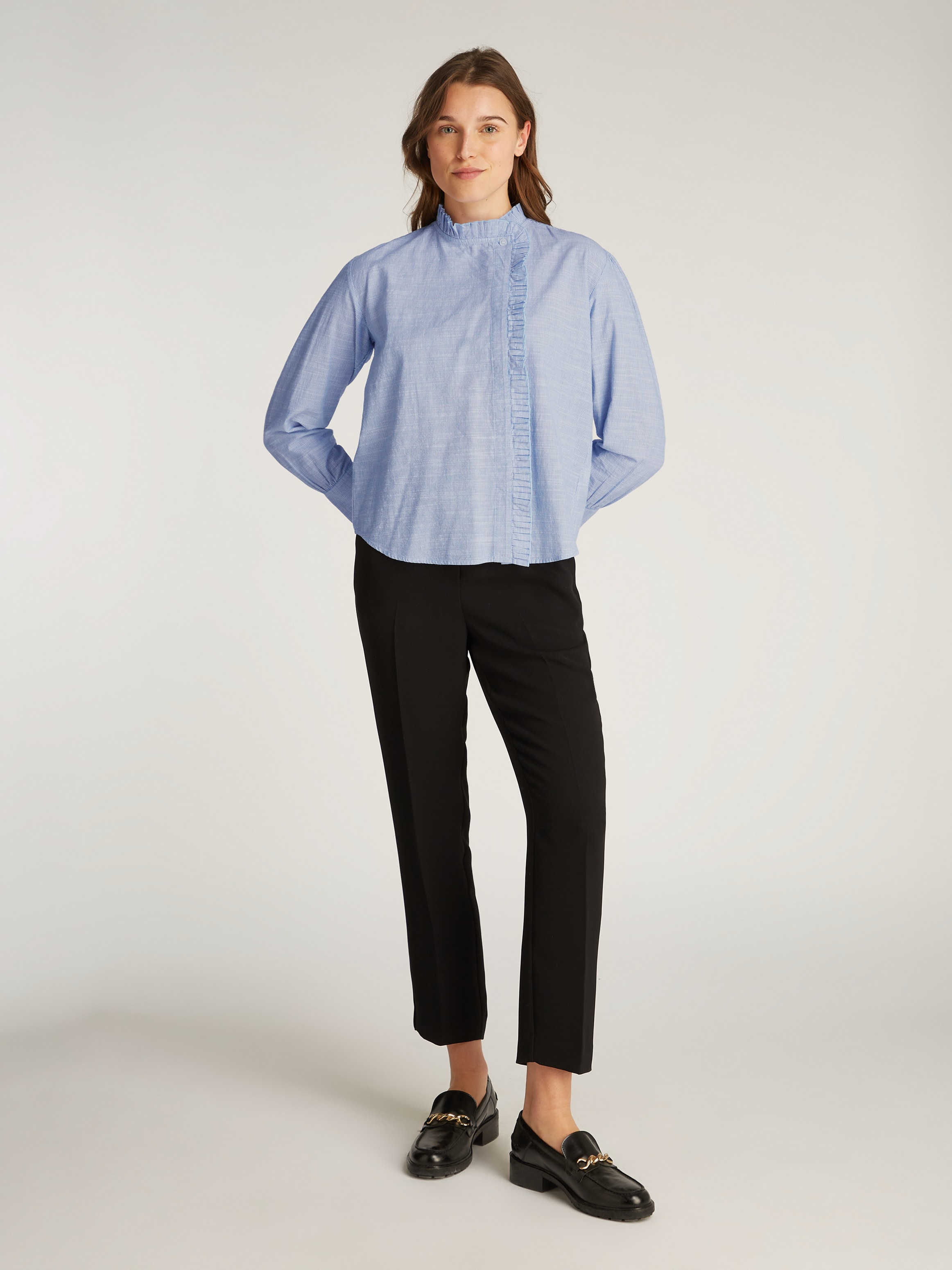 Tommy Hilfiger Hemdbluse »COTTON STP RUFFLE RELAXED SHIRT«, mit Rüschen-Besätze