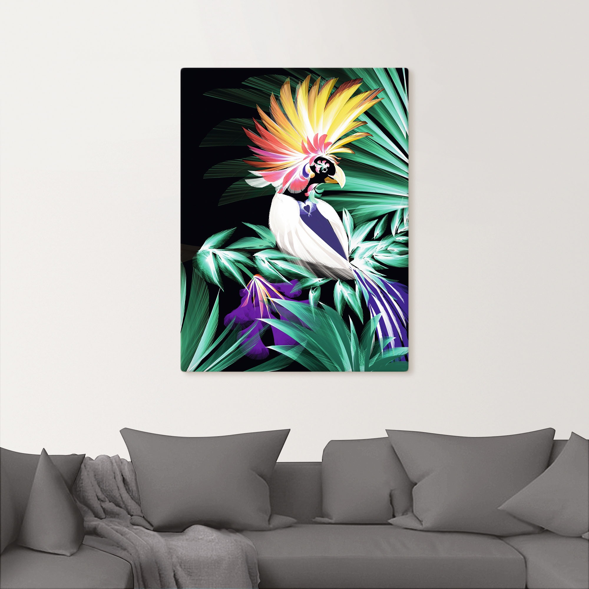 Artland Wandbild »Papageienvogel im Urwald«, Animal Fantasy, (1 St.), als Alubild, Leinwandbild, Wandaufkleber oder Poster in versch. Größen