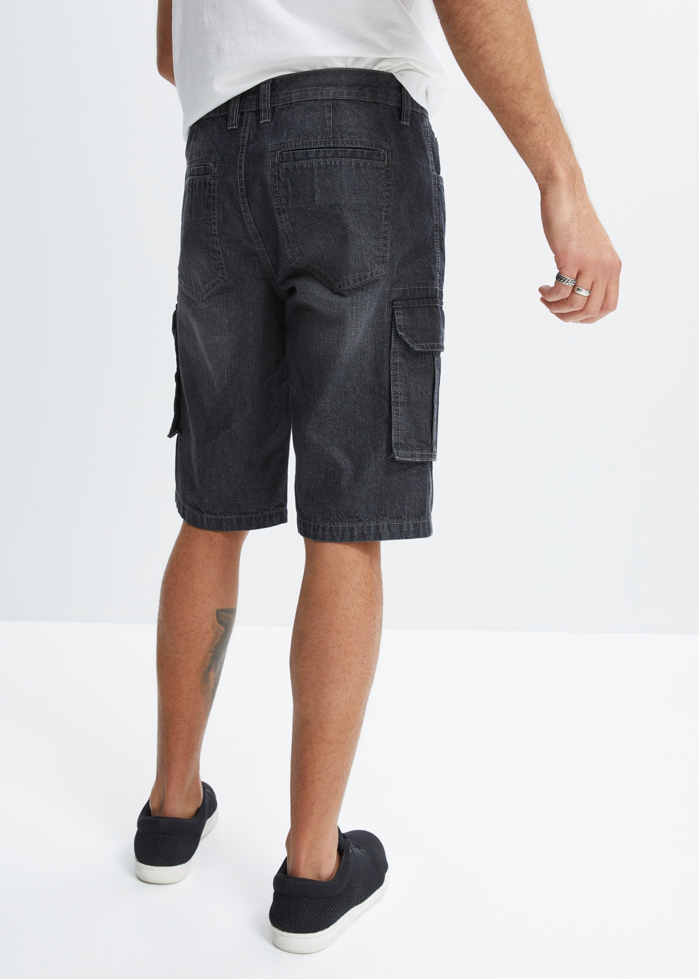 Thumbnail - bonprix Bermudas aus Baumwolle und Elasthan, Relaxed Fit, Cargo-Jeans-Design