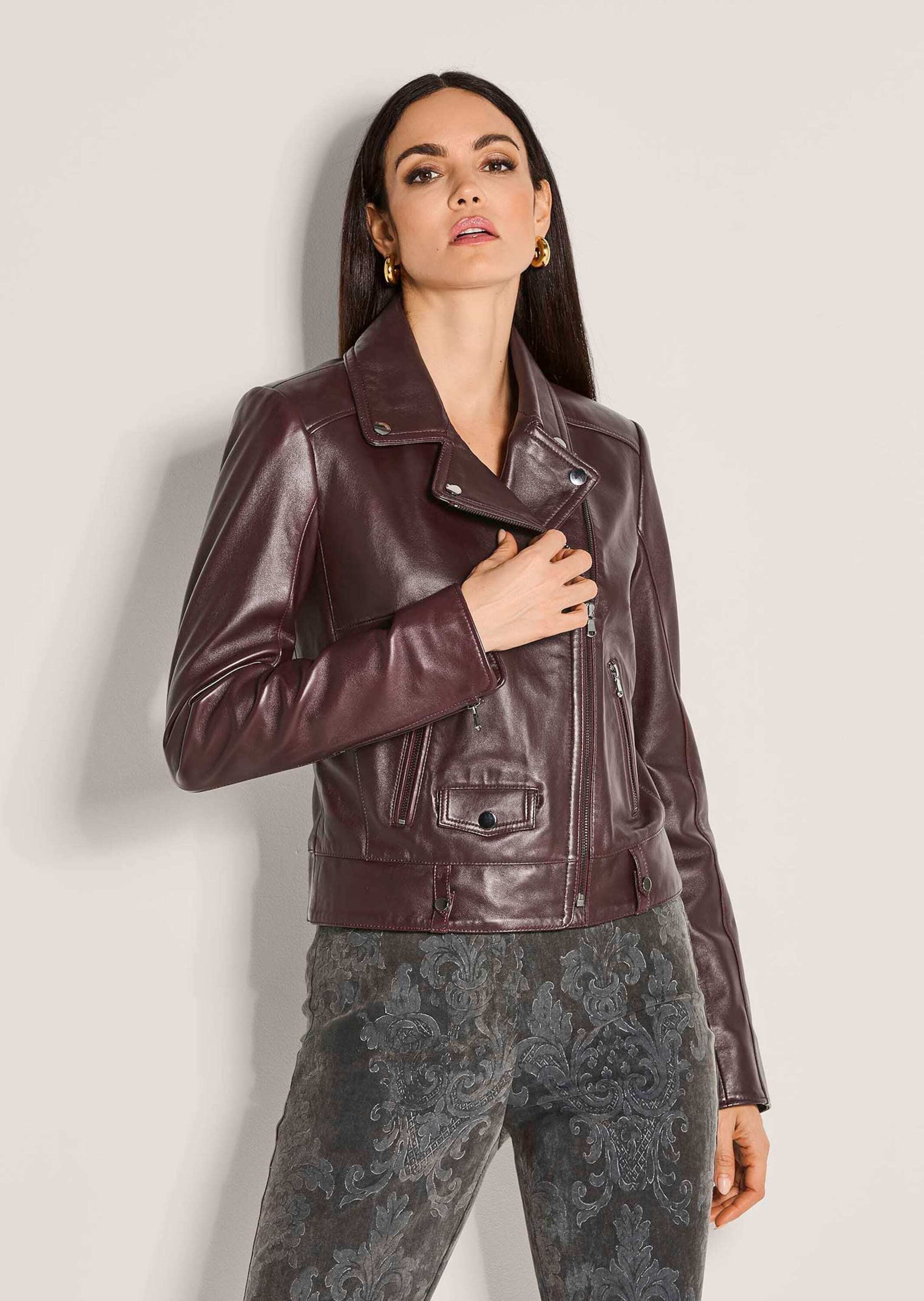 Thumbnail - MADELEINE Lederjacke "Lederjacke Verkürzte, elegante Lammnappa-Jacke Langarm" Lammnappaleder, Biker-Form