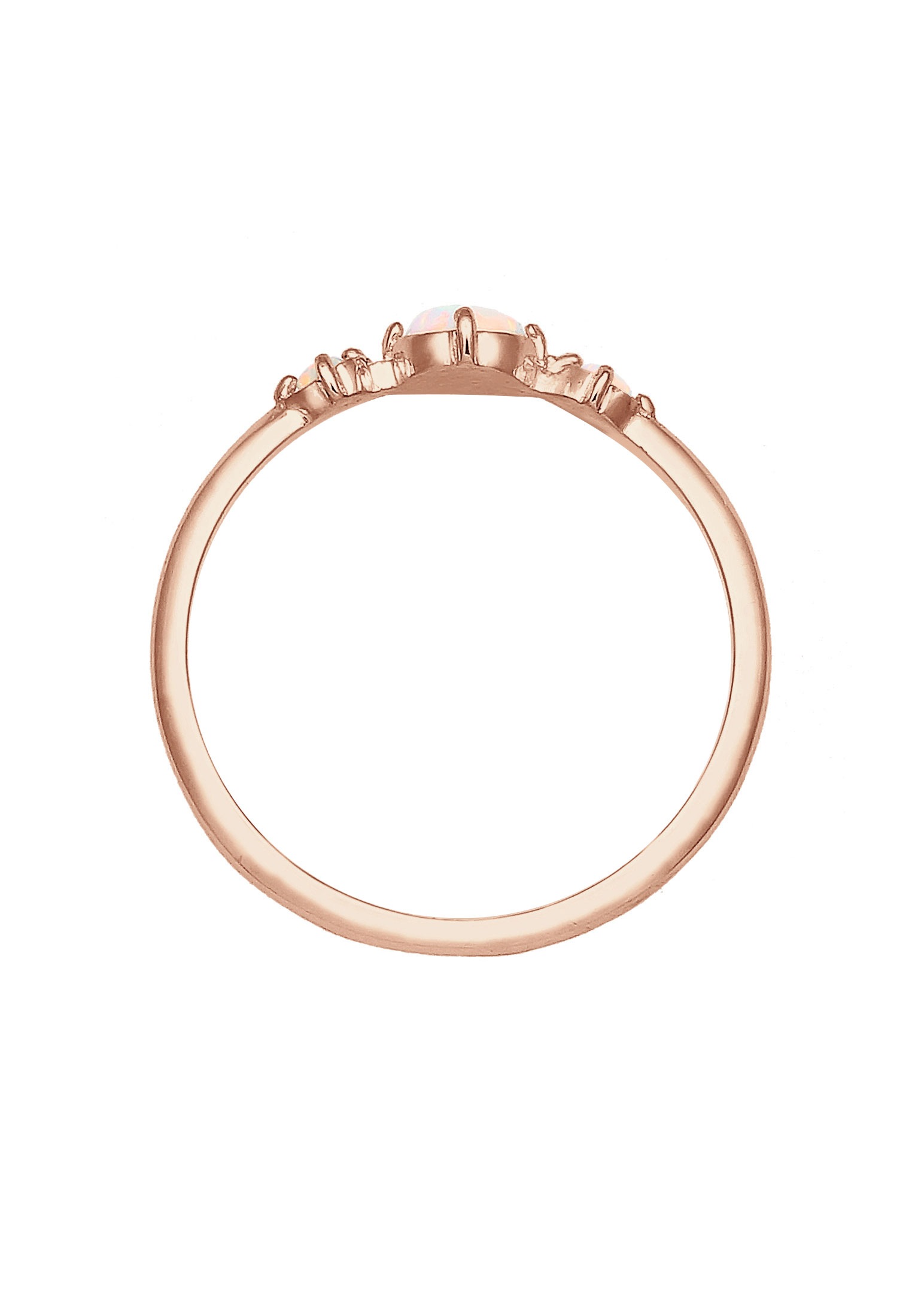 Fingerring ELLI "Opal Rund Trio Vintage 925er Silber" Gr. 56, rosa (rosegold), Fingerringe, Damen, 56mm,mit Steinen, Silber 925 (Sterlingsilber), 1,5mm, Fingerring 2