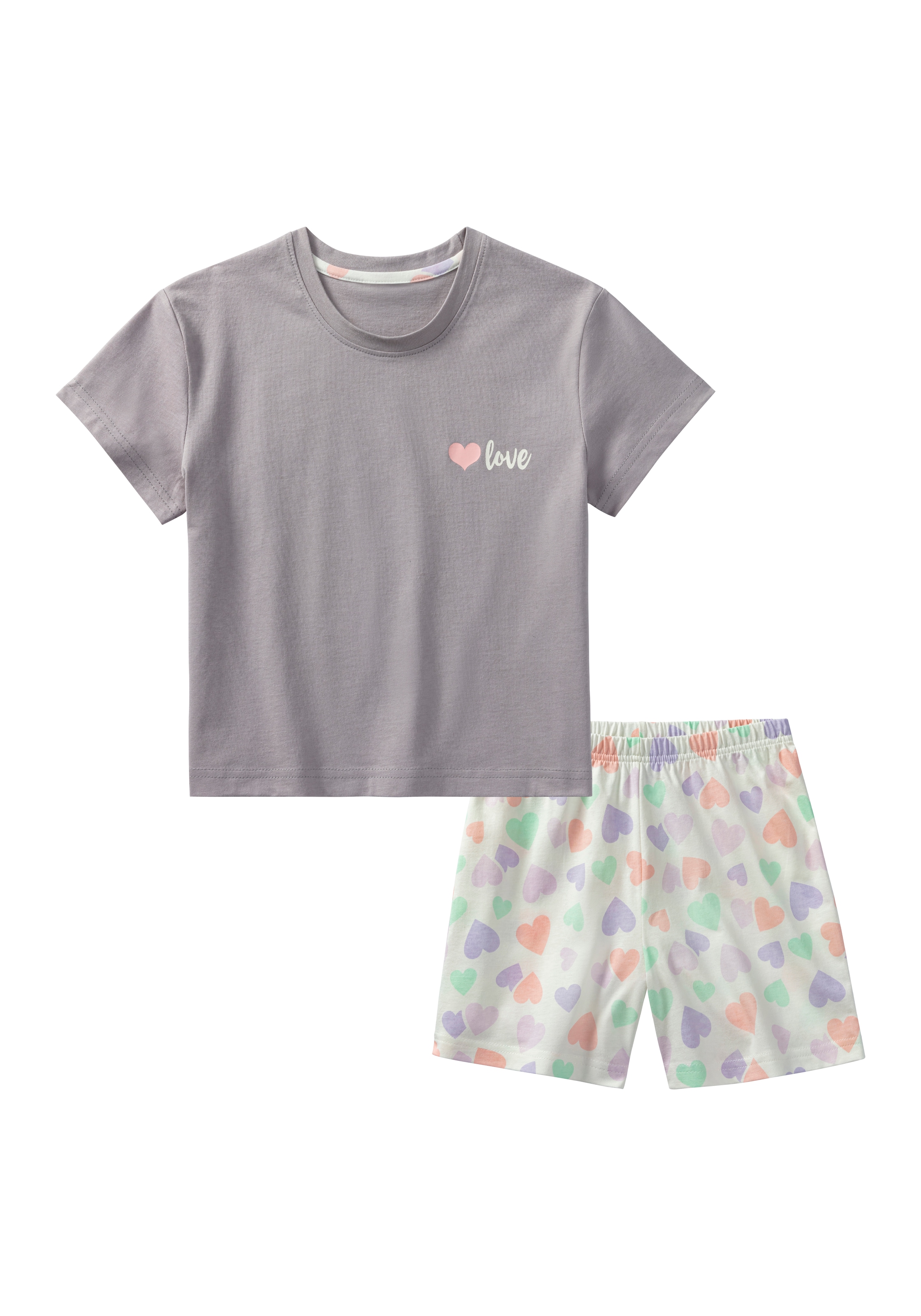 petite fleur by Lascana Pyjama 2 tlg. kurzer Schlafanzug, mit Herzen bedruckt, kurzes Shirt