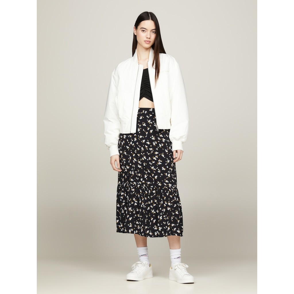 Tommy Jeans A-Linien-Rock »TJW FLORAL RUFFLE MIDI SKIRT EXT«, Webrock Mit Tommy Jeans Markenlabel