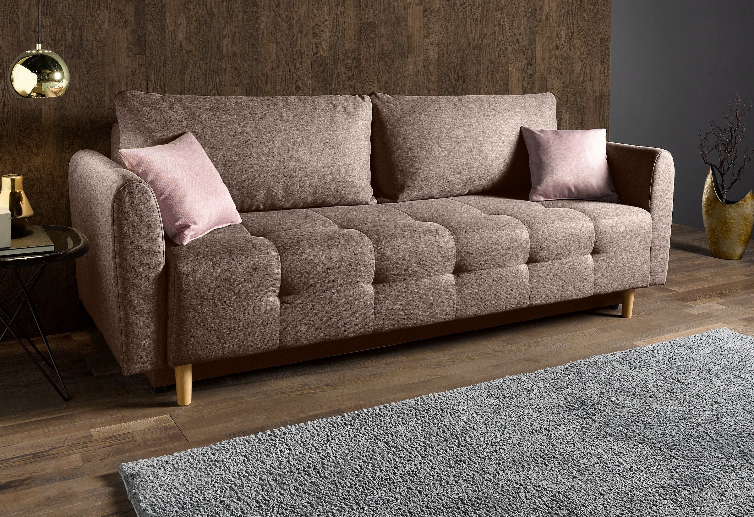 Home affaire Schlafsofa "Nordic" inklusive Bettkasten und Zierkissen günstig online kaufen