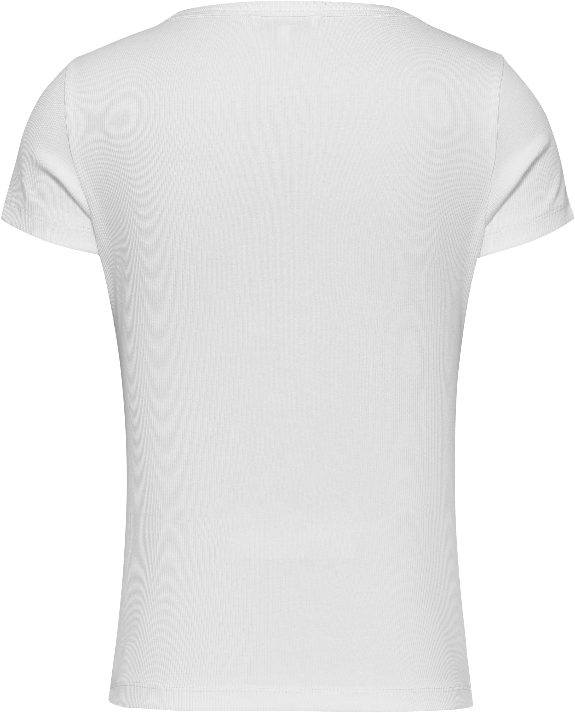 Tommy Jeans T-Shirt »Slim Essential Rib V-Neck Rippshirt«, mit Logostickerei