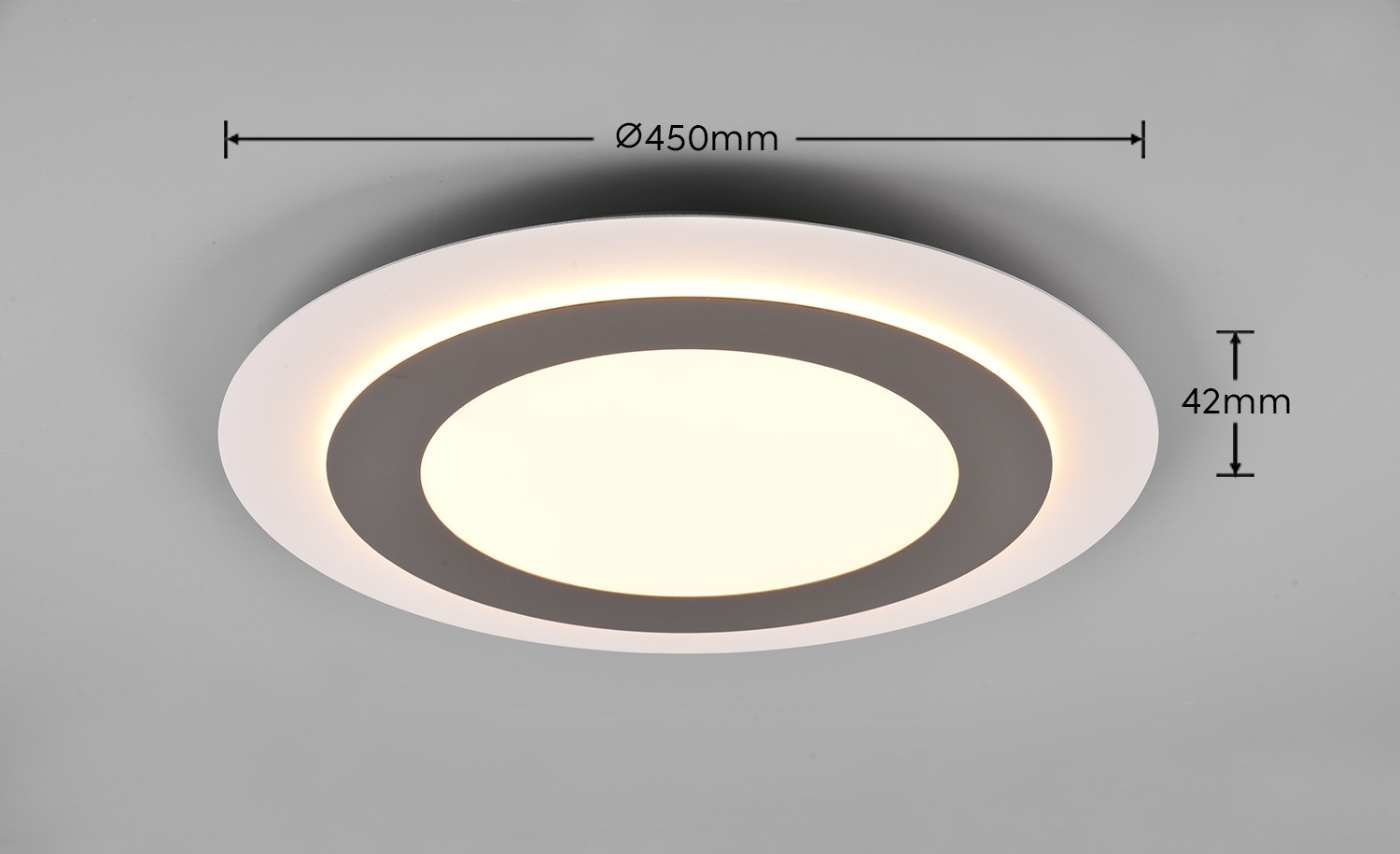 TRIO Leuchten LED Deckenleuchte »MORGAN, runde Deckenlampe Ø 45cm, dimmbar, CCT, Memoryfunktion, Timer« LED-Board 1 Stk. warmweiß - kaltweiß Nachtlicht, 42W 5600 Lumen, 2700-6500 Kelvin, inkl Fernbedienung