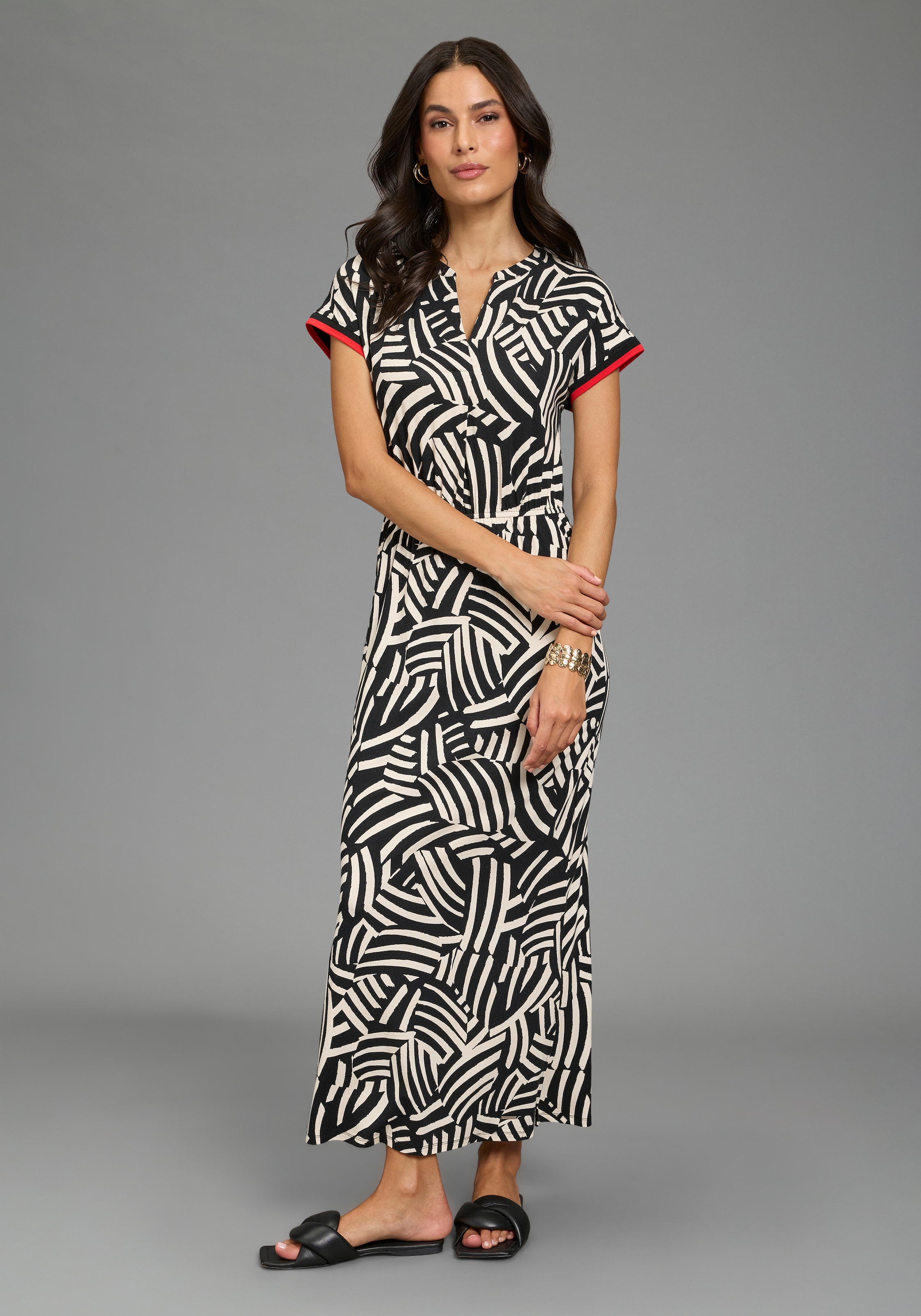 Laura Scott Midikleid gemustertes Design, für Casualmode und Sommermode