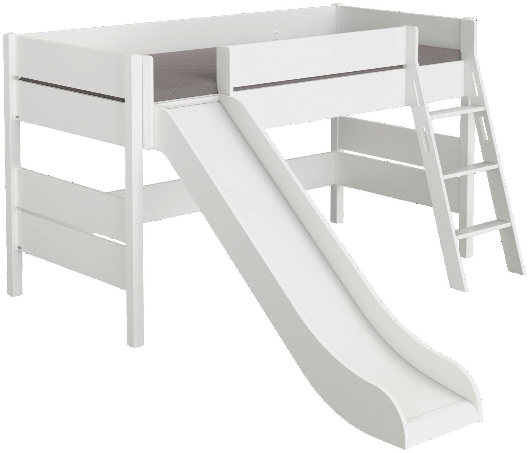 PAIDI Spielbett "TIAGO in verschiedenen Größen und Farben, mit Leiter und Rutsche" Höhe 120 cm, 120kg Tragkraft, 5 Jahre Garantie, Rausfallschutz, geprüfte Sicherheit, umbaubares Bett mit Massivholz