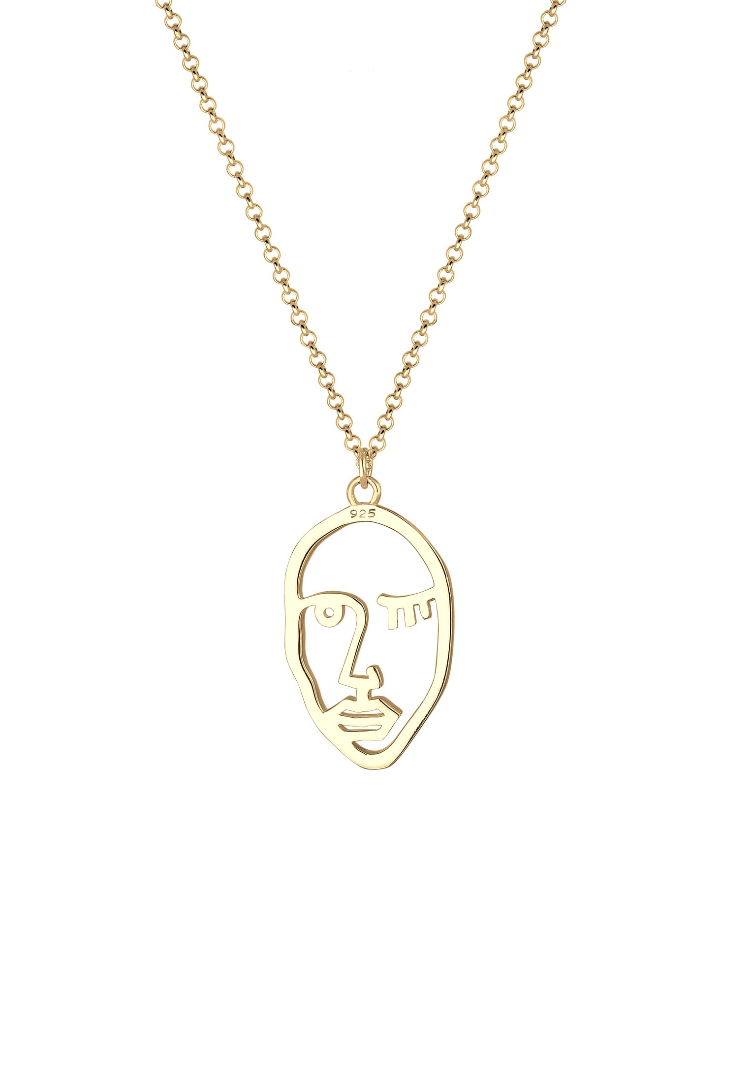 Elli Kette mit Anhänger »Gesicht Design 925 Sterling Silber vergoldet«