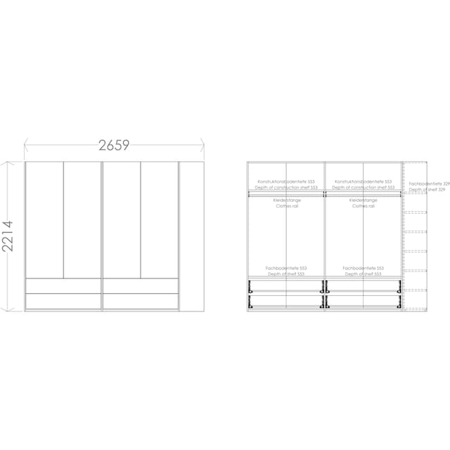 Müller SMALL LIVING Kleiderschrank »Modular Plus Variante 4«, 4 Schubladen,  Anbauregal wahlweise links oder rechts montierbar bestellen | BAUR