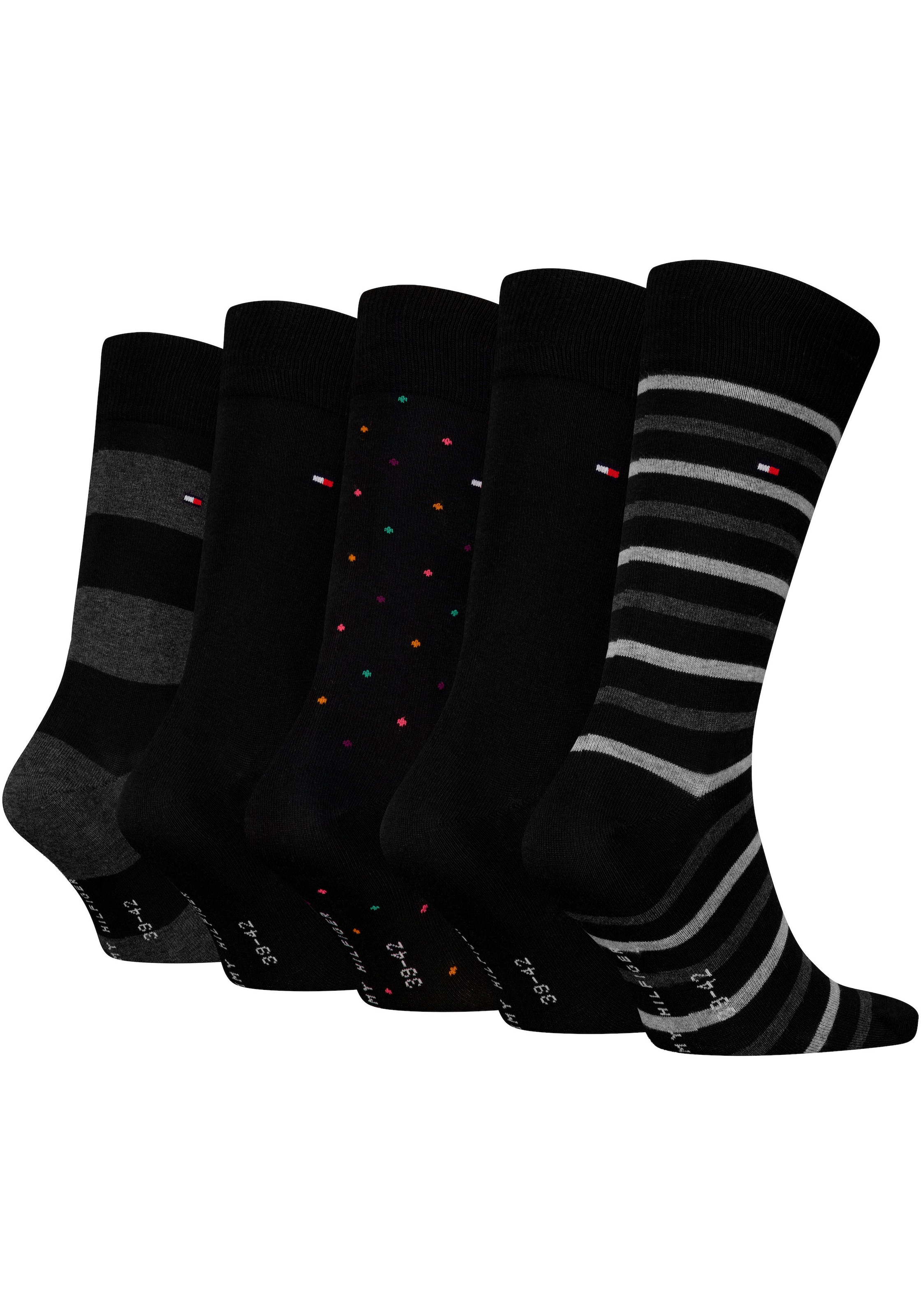Tommy Hilfiger Socken, (5 Paar), Ideal zum Verschenken, Geschenkbox, Rippenbündchen