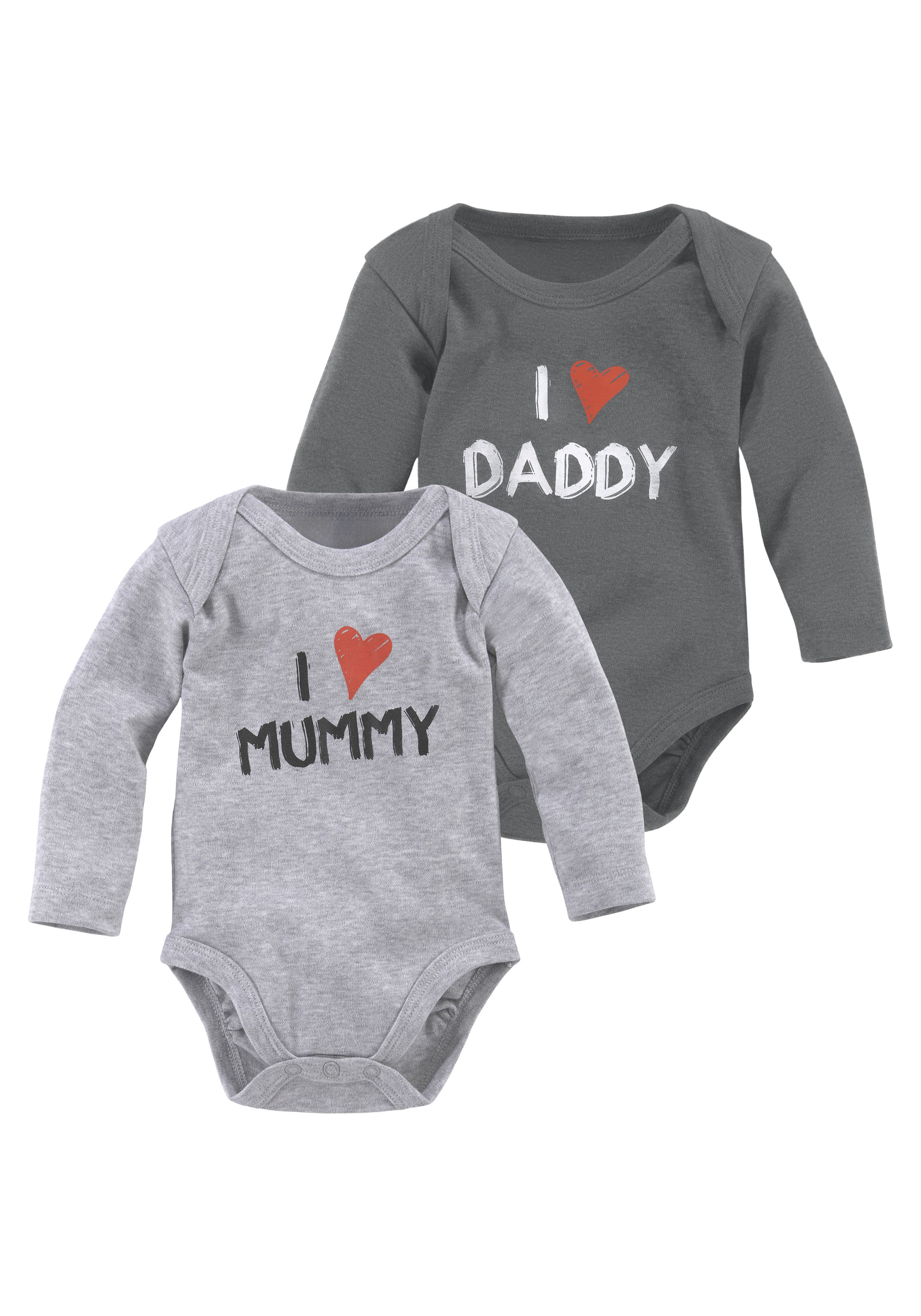 KIDSWORLD Langarmbody "2er Pack Baby-Bodies, Mummy & Daddy" Packung, 2, 2 Stk. aus Bio-Baumwolle