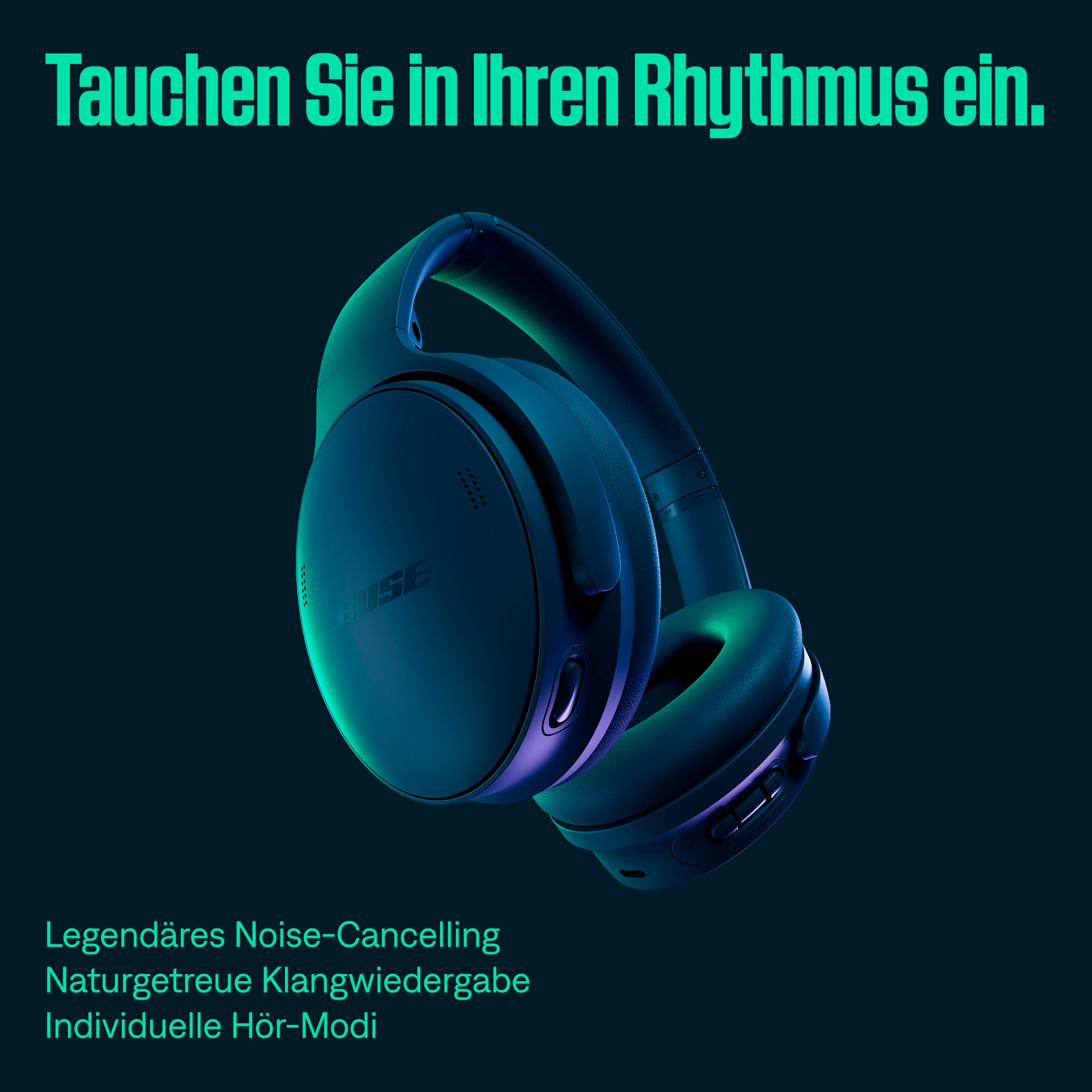Bose Over-Ear-Kopfhörer »QuietComfort Headphones«, Bluetooth, Transparenzmodus-Multi-Point-Verbindung-Freisprechfunktion-Rauschunterdrückung-Noise-Cancelling, 2 Modi, Anpassbare Einstellungen, Audiokabel mit integriertem Mikrofon