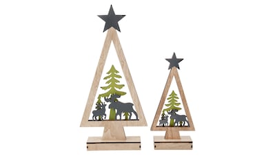 RIFFELMACHER & WEINBERGER LED Dekoobjekt »Baum mit Rentieren, Weihnachtsdeko«, 2-teilig kaufen