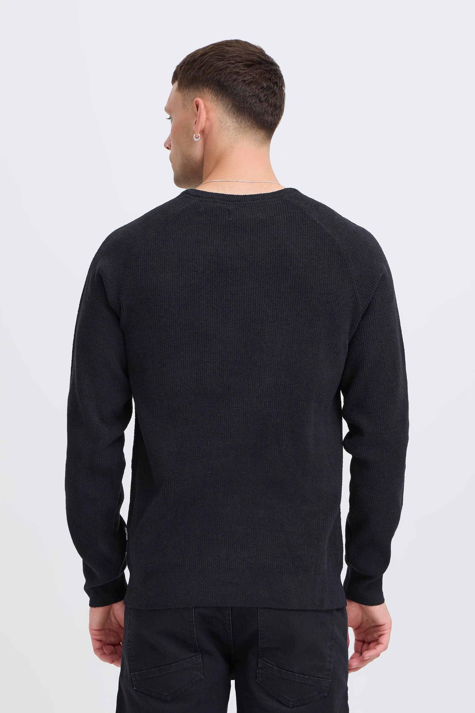 Strickfleece-Pullover BLEND "Strickpullover BHDANTE", Herren, Gr. S, schwarz (salute), Obermaterial: 85% Polyester PES. 15% Polyamid PA., Pullover 6