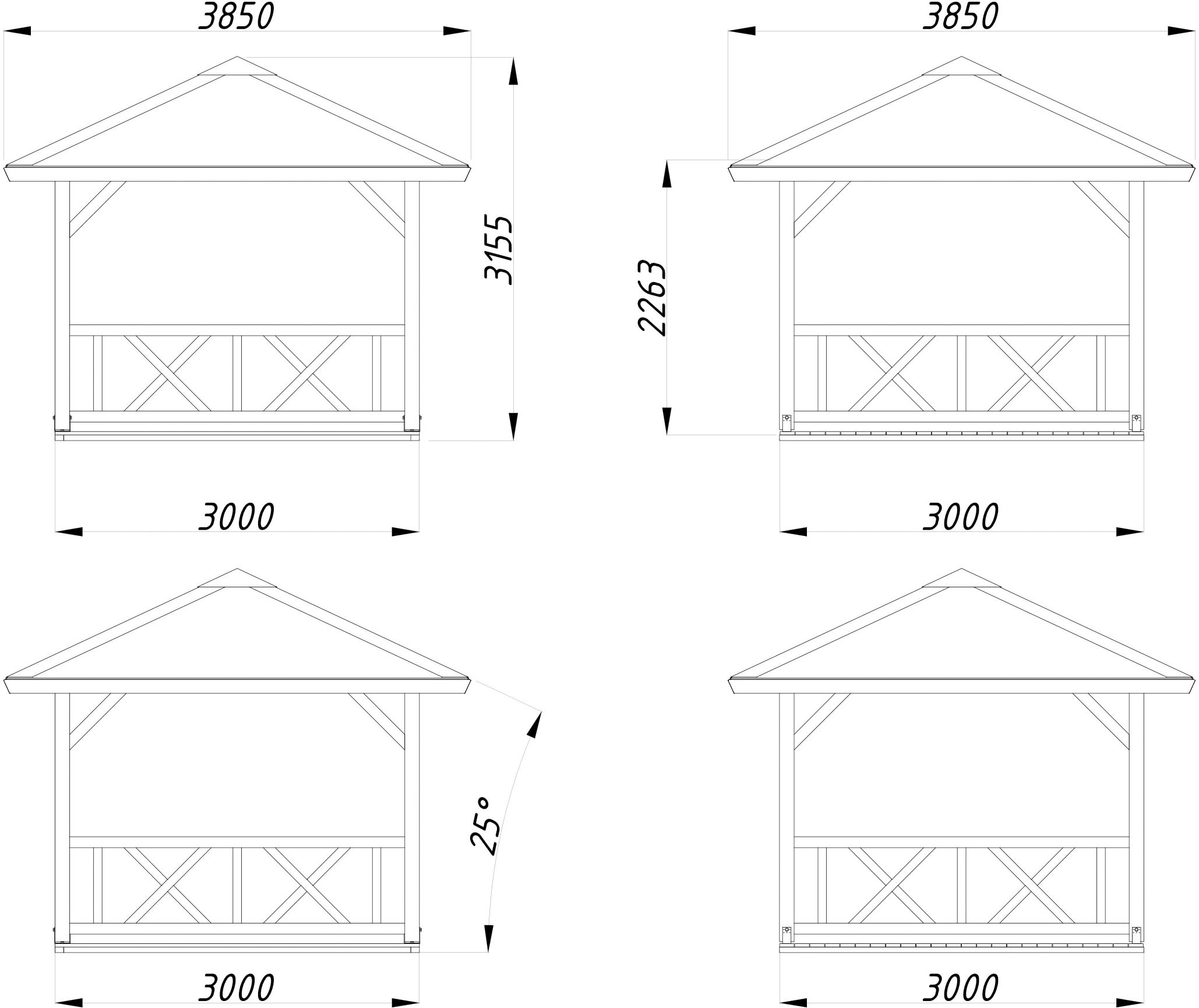 Palmako Holzpavillon »Betty« BxTxH: 386x386x323 cm