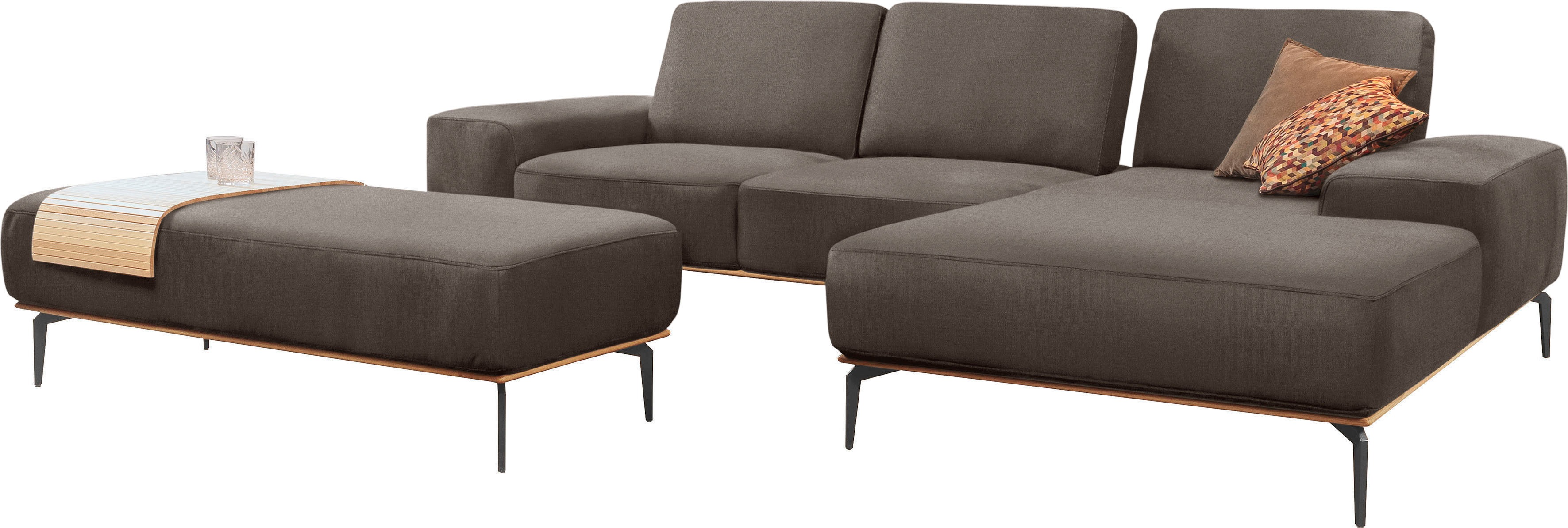 Thumbnail - W.SCHILLIG Ecksofa "run, Designsofa mit tollem Sitzkomfort, bequem, L-Form", mit Holzsockel, Füße in Schwarz pulverbesch...