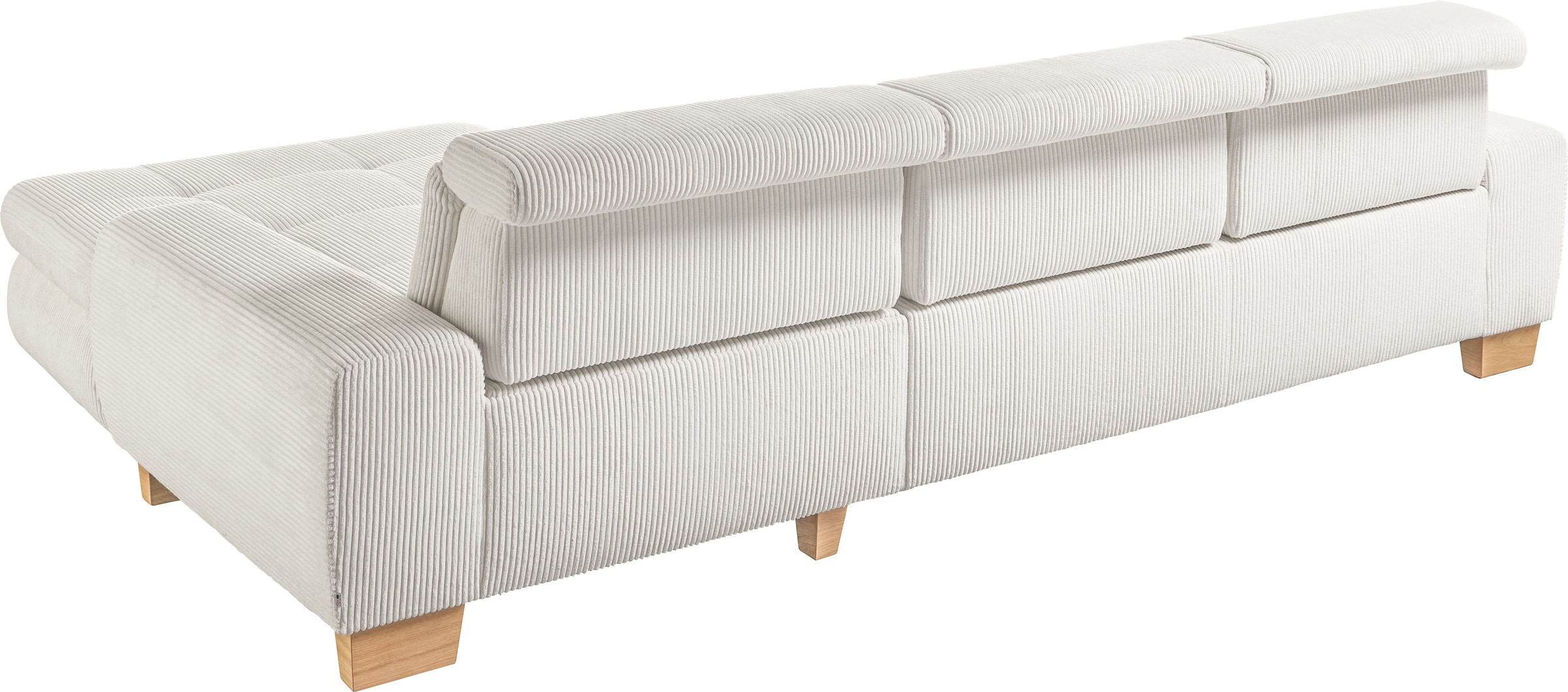 set one by Musterring Ecksofa »SO 3400 Sitzhöhe 47cm oder 49cm, Sitztiefe verstellbar, B/T: 307/195cm« whlw. mit Funktion, Kaltschaum, in Cord, silver, Sitzhöhe 47