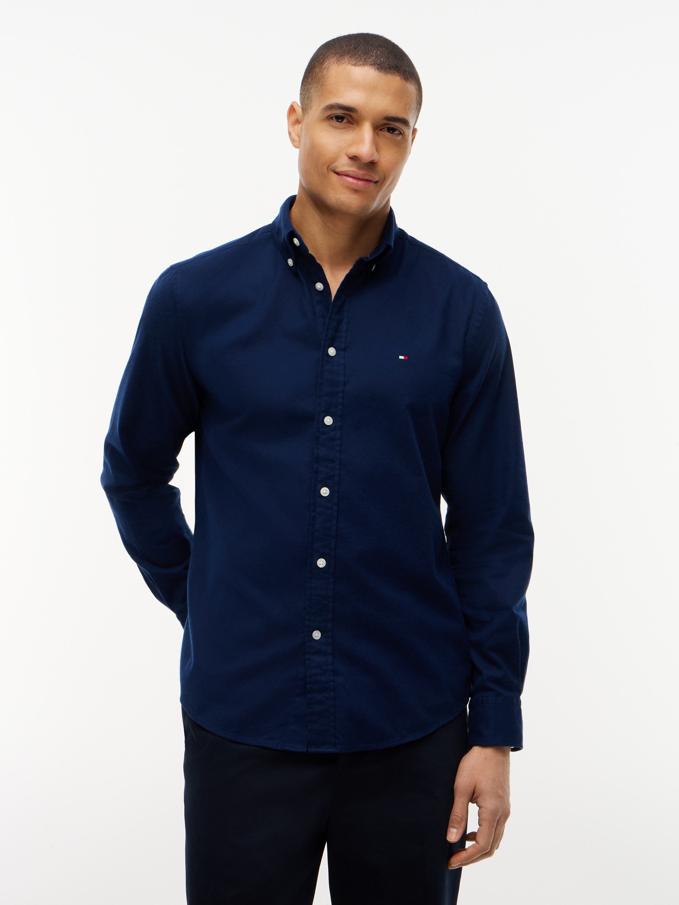Tommy Hilfiger Langarmhemd "FLEX FLANNEL SOLID SHIRT" Regular Fit soft Flannel