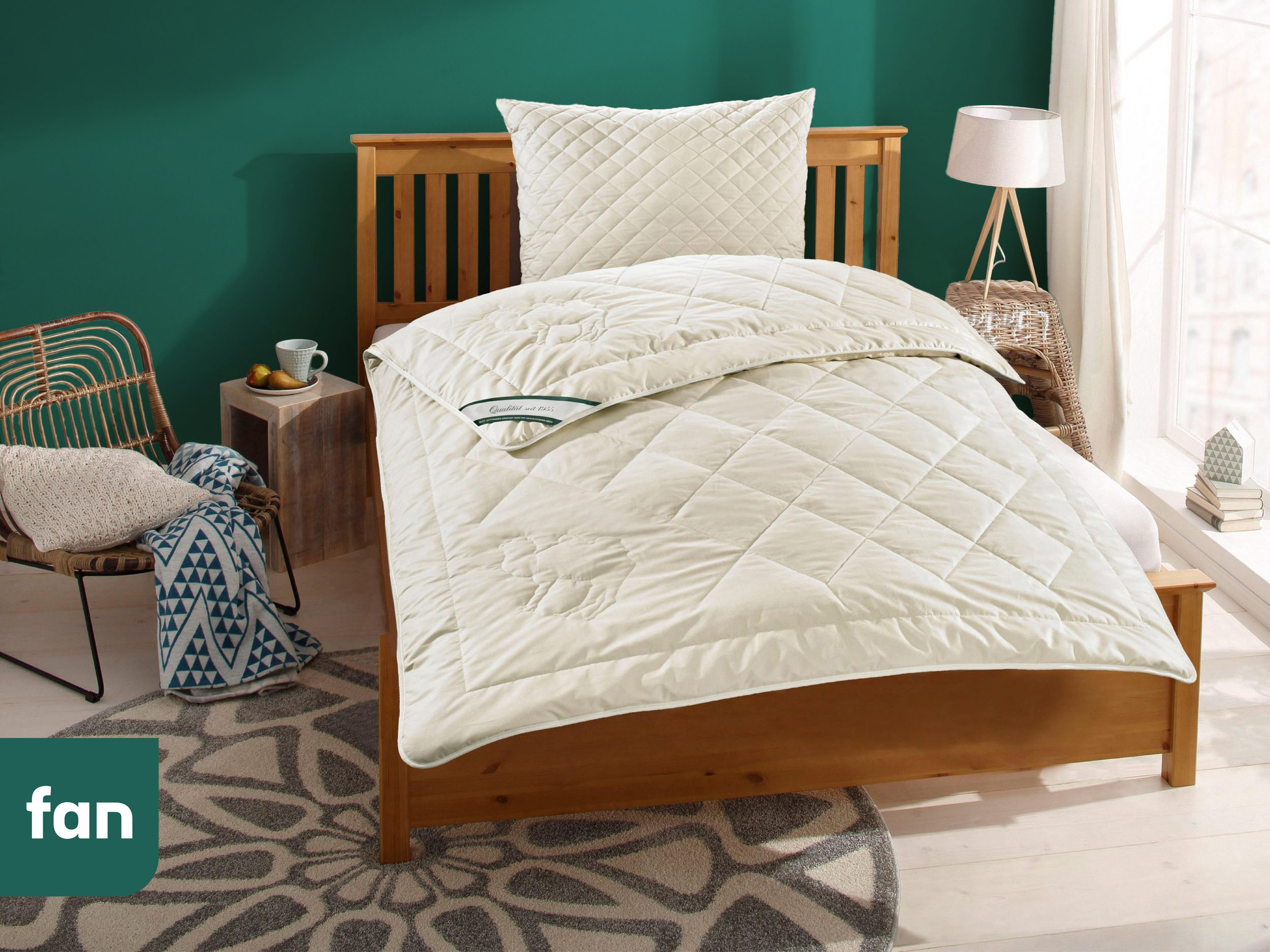 Naturhaarbettdecke FAN, B:155cm L:220cm, beige, Bezug: 100% Baumwolle. Füllung: 97% Kamelhaar, 3% sonstige Fasern, Bettdecken, "Gobi, Bettdecken für