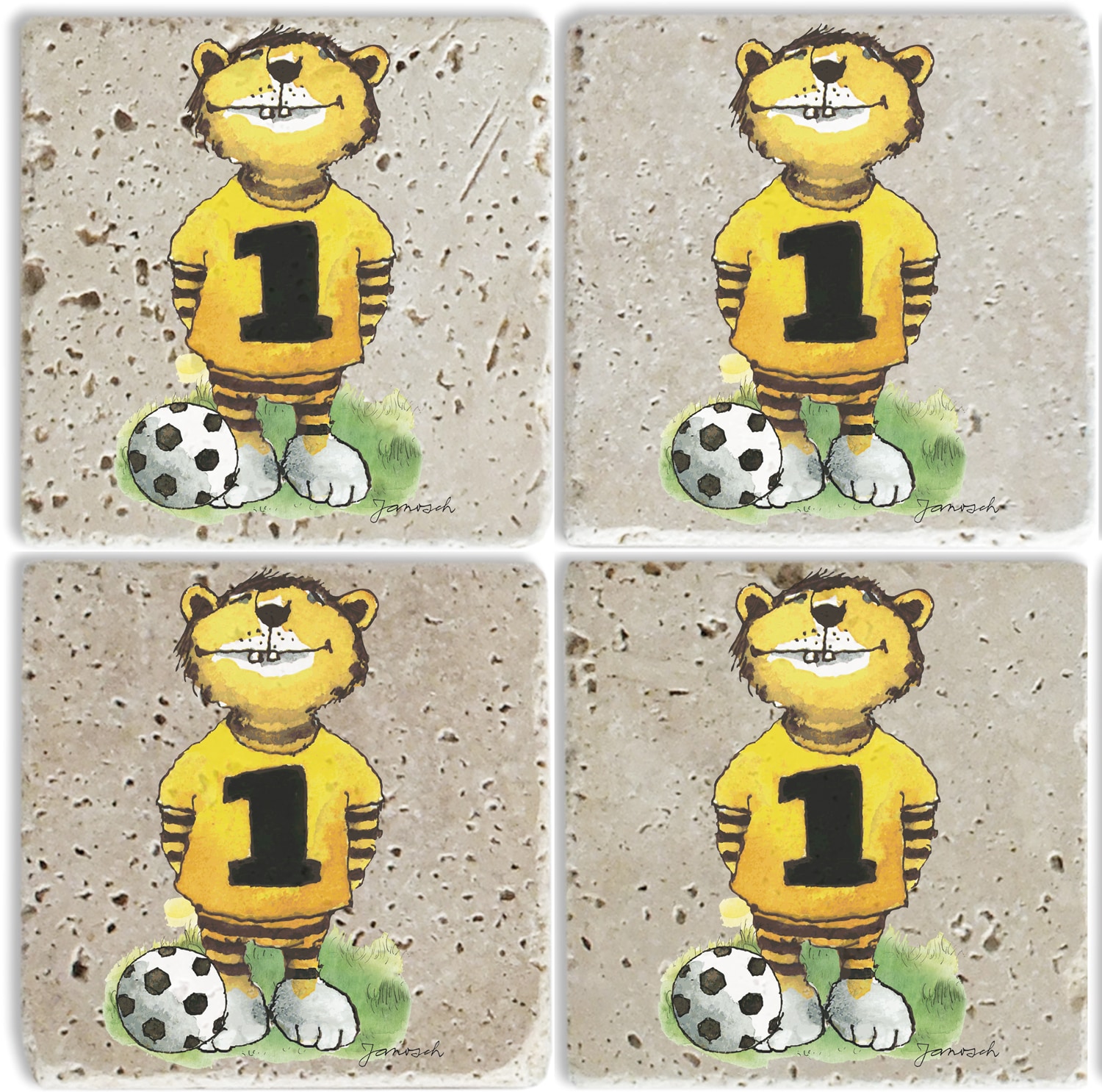 LuckyLinde Getränkeuntersetzer "Der Tiger mit Fußball" Janosch Set Topfunte günstig online kaufen