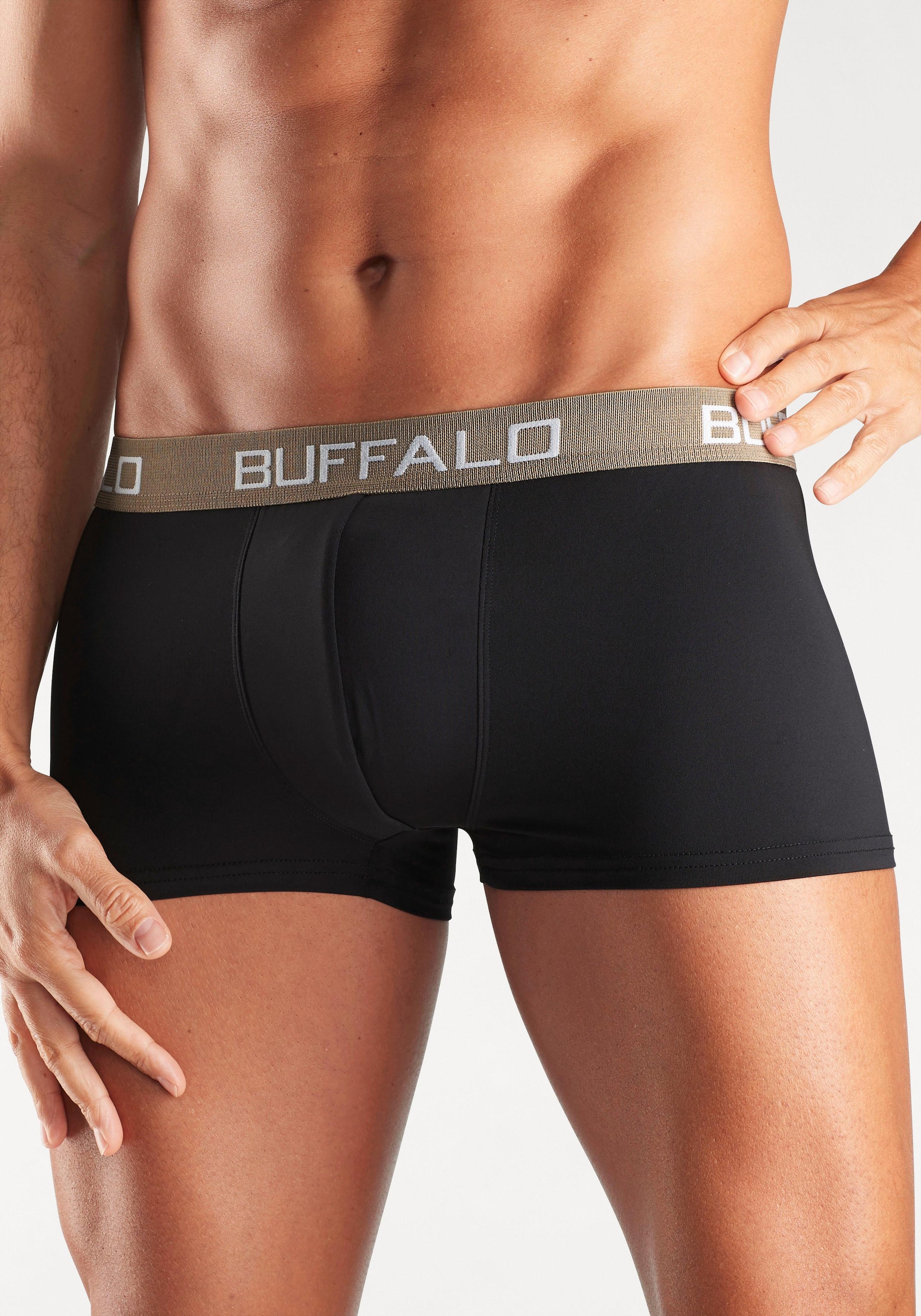 Buffalo Boxershorts, (Packung, 4 St.), in Hipster-Form mit Kontrastbund