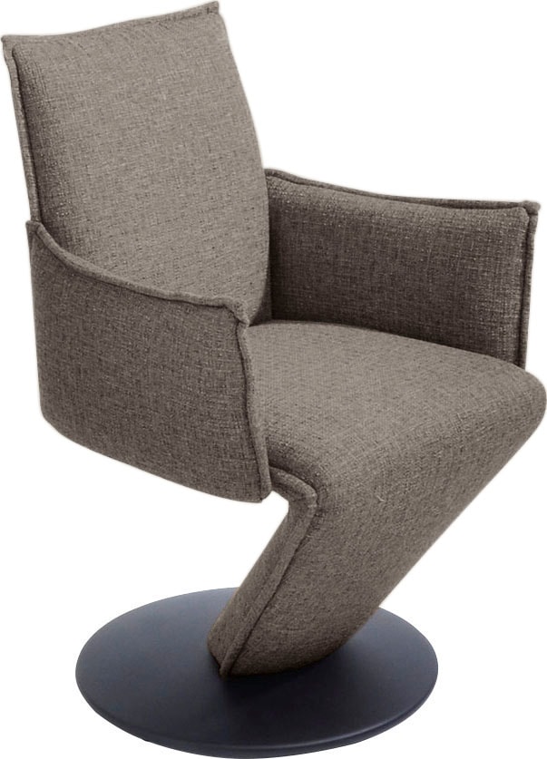 K+W Komfort & Wohnen Esszimmerstuhl "Drive, Drehstuhl" () Sessel mit federnder Sitzschale, Drehteller in Metall schwarz Struktur