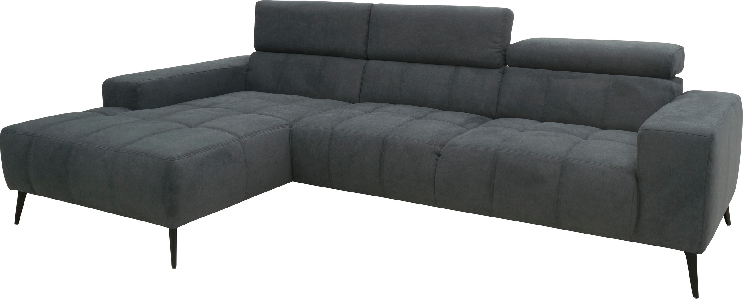 DOMO collection Ecksofa »Trento L-Form, mit Kufenfuß oder Einzelfuß«, wahlweise mit Kopfteilverstellung, Recamiere links/rechts bestellbar