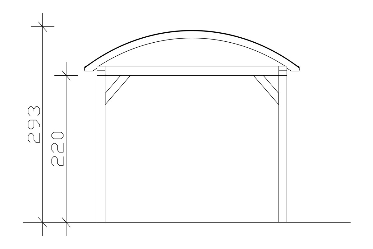 Skanholz Einzelcarport »Franken«, Leimholz-Nordisches Fichtenholz, 300 cm, natur