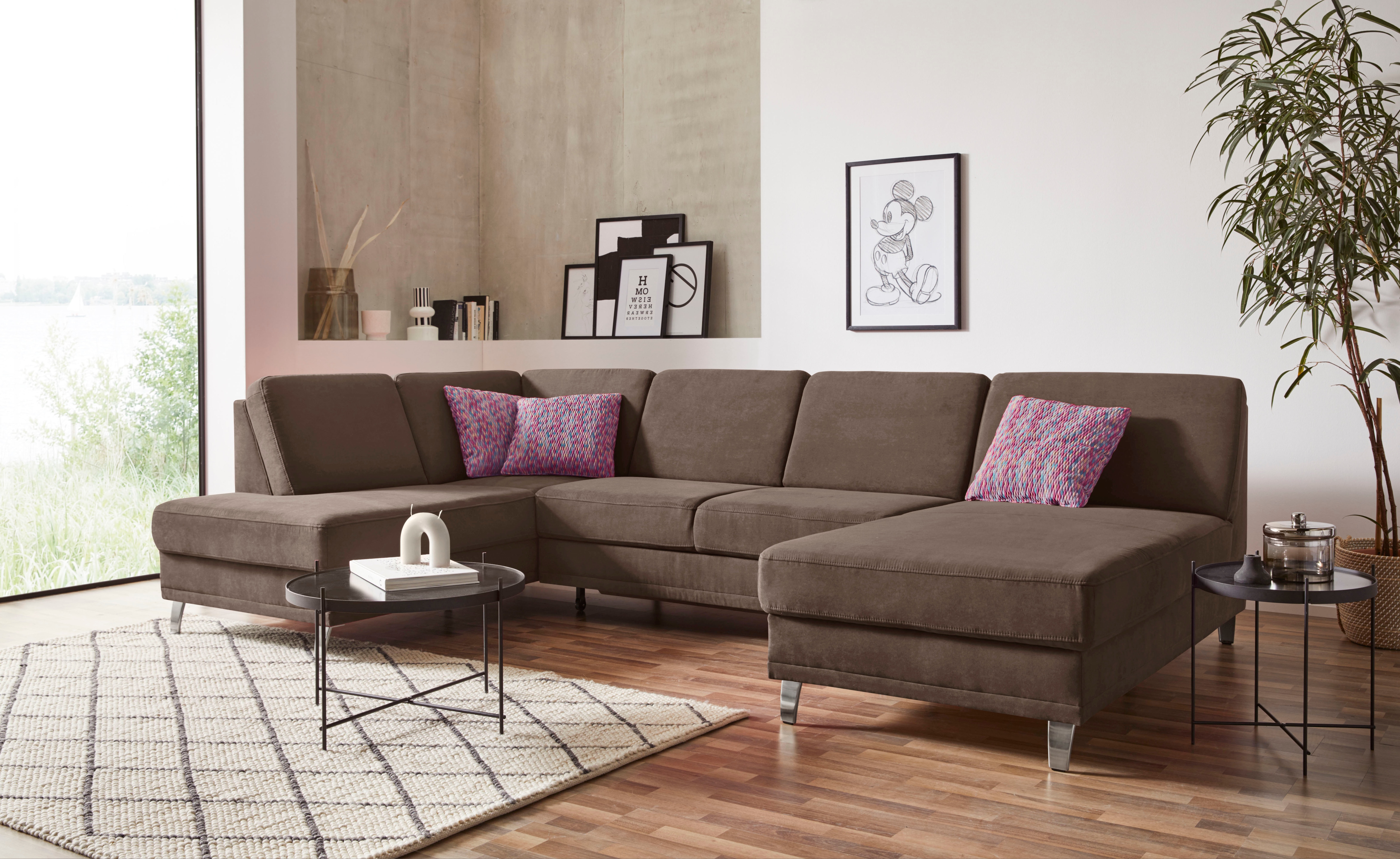 sit&more Wohnlandschaft "Clio U-Form" wahlweise mit Schlaffunktion und Bettkasten, inklusive Federkern