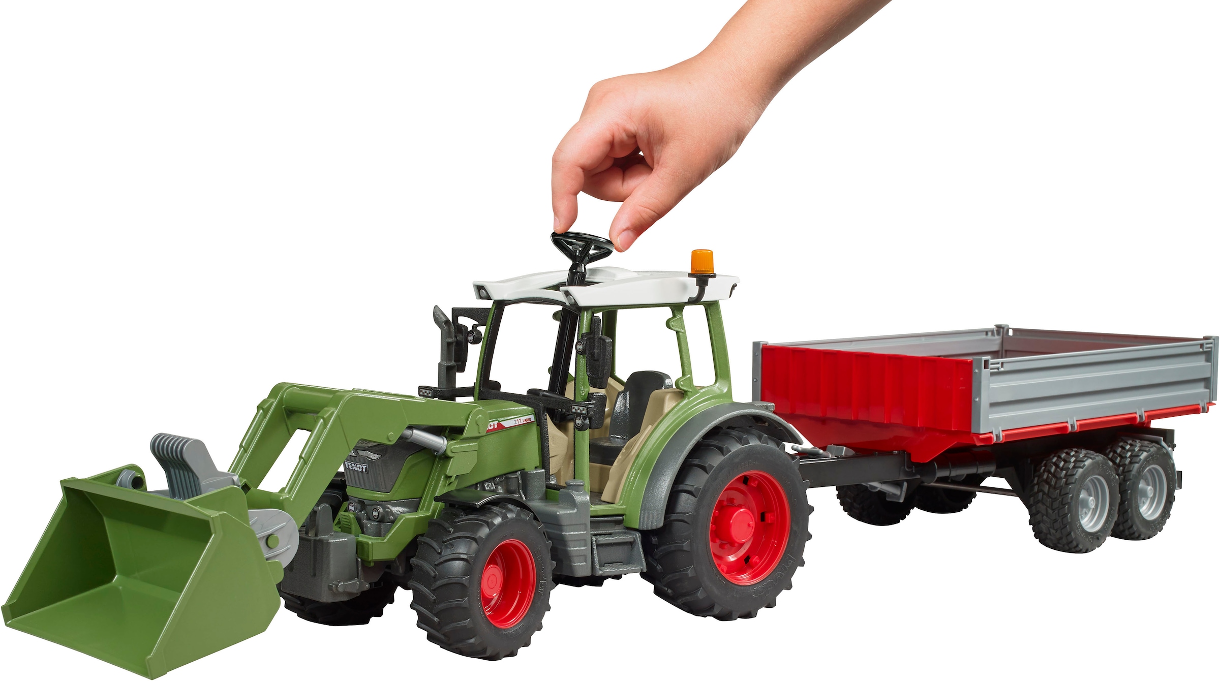 Bruder® Spielzeug-Traktor »Fendt Vario 211 mit Frontlader und Bordwandhänger (02182)«, Made in Europe