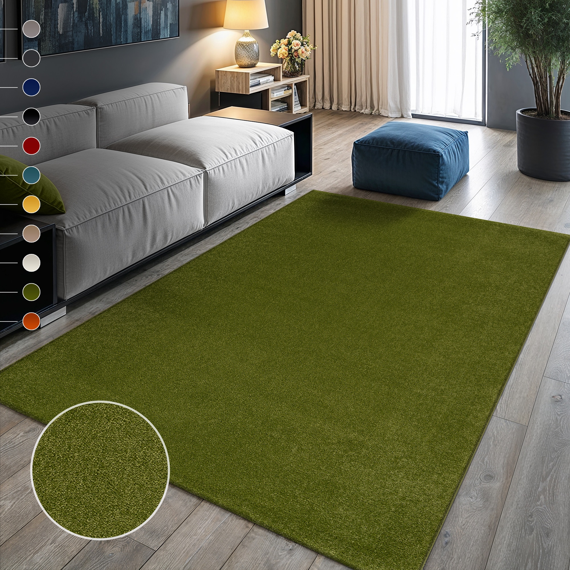 Sanat Teppich "UNI, auch als Läufer und Rund" rechteckig 13 mm Höhe robuster Kurzflorteppich, große Farbauswahl, Wohnzimmer, alle Räume