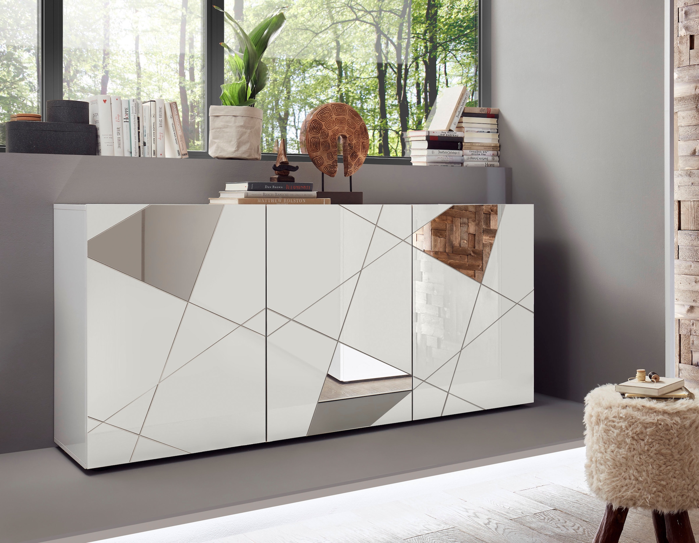 INOSIGN Sideboard "Vittoria", Breite 181 cm, Front mit Siebdruck und Spiege günstig online kaufen