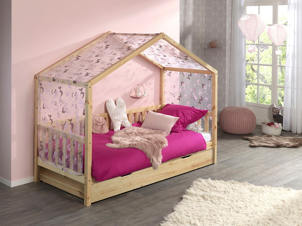 Vipack Hausbett "Dallas, mit Dachaufbau, Kiefer massiv, stabil gebaut", (B/ günstig online kaufen