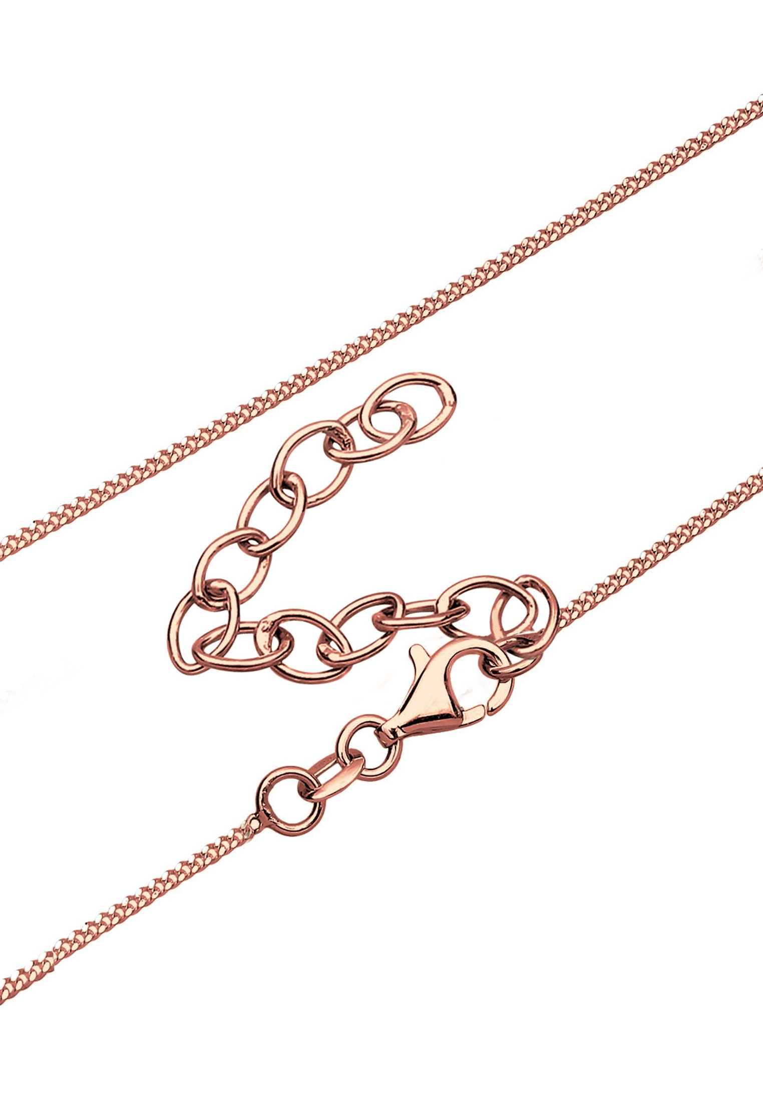 Kette mit Anhänger ELLI "Feder Quarz Rose 925 Sterling Silber Rosegold", rosa, Halsketten, Damen, 70,mit Steinen, Silber 925 (Sterlingsilber), L: 70 3