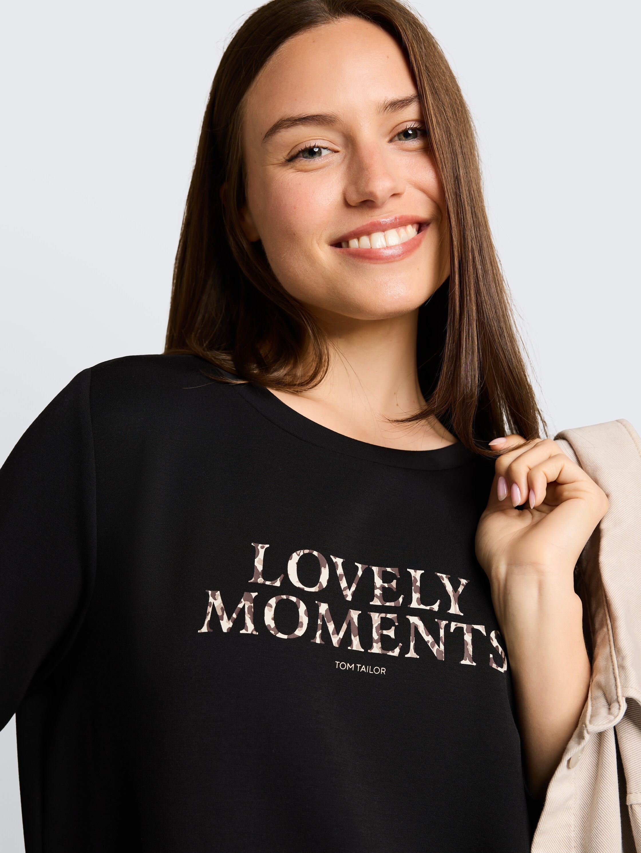 TOM TAILOR 3/4-Arm-Shirt »Loose« Somemrshirt mit Letter-Print