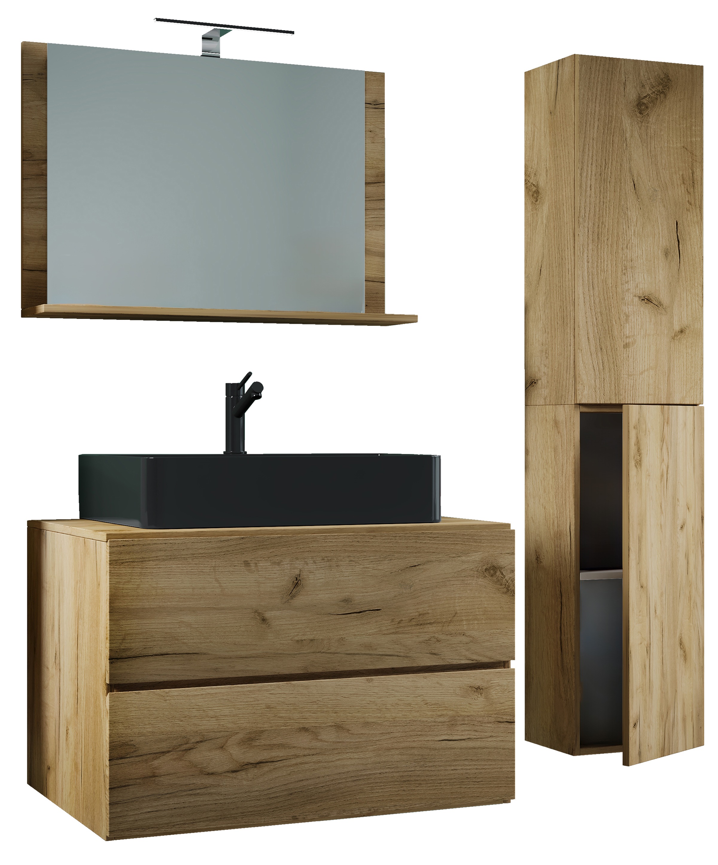 VCM Waschtisch "4-tlg Waschtisch Badmöbel Lendas 80 cm L Schublade" 4 Stk. tlg.