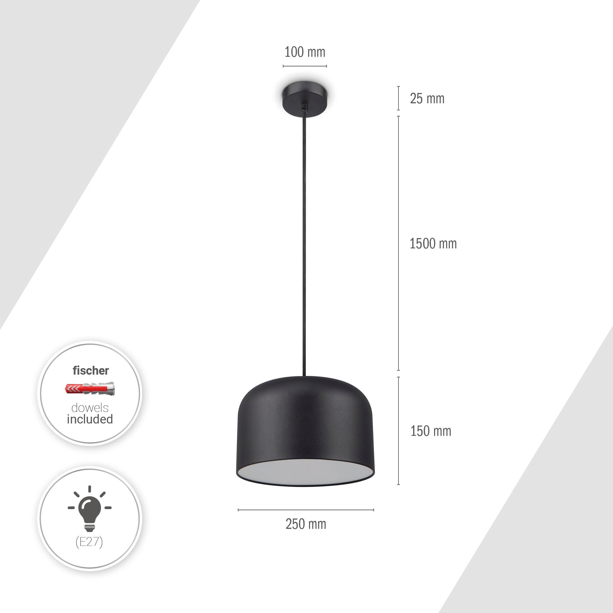 Paco Home Pendelleuchte »BOWL«, 1 flammig, Leuchtmittel E27 | ohne Leuchtmittel