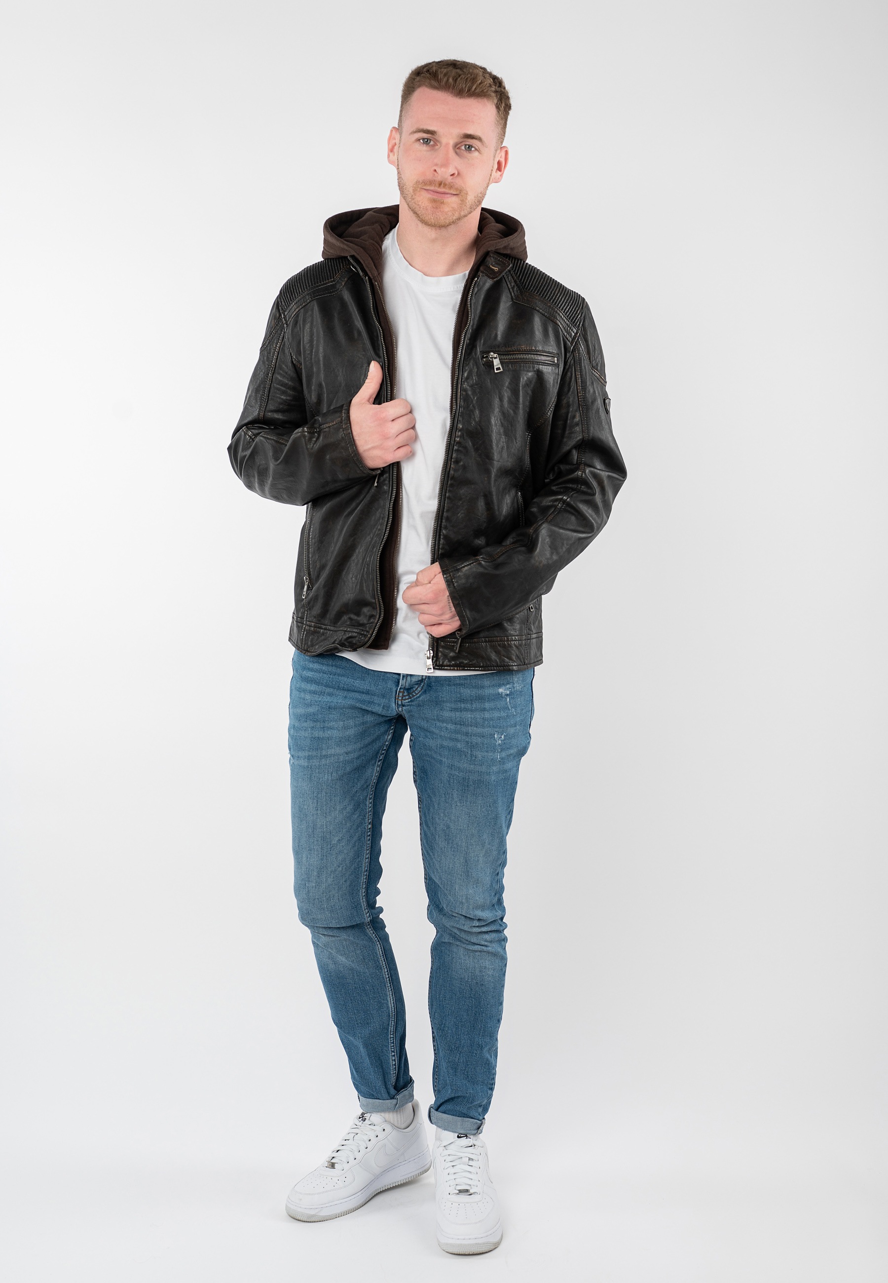 Mauritius Lederjacke »MMWanjo« mit Kapuze mit abnehmbarer Jersey-Kapuze