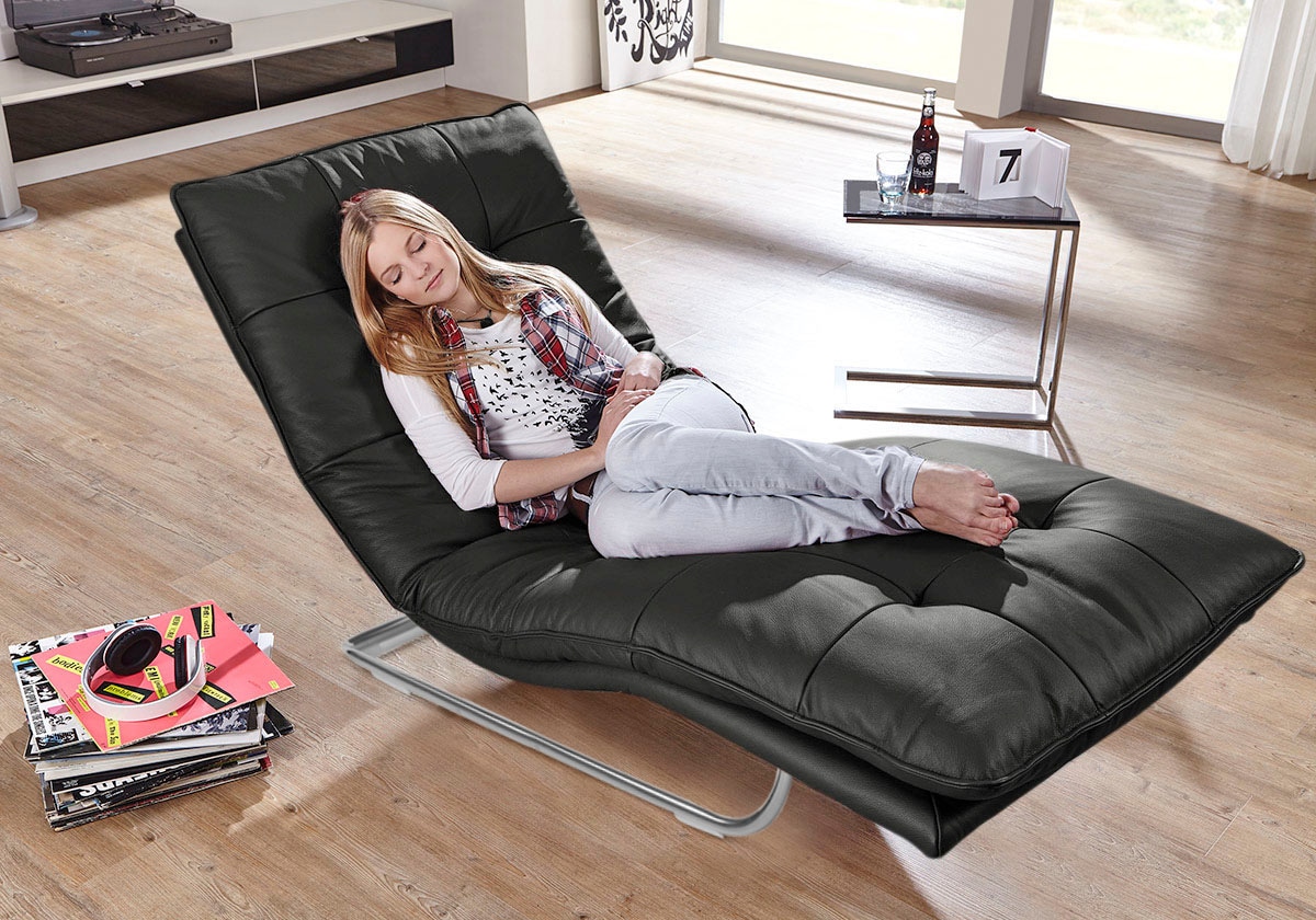 W.SCHILLIG Relaxliege "daily dreams" in Waffelkissen-Optik, wahlweise mit Motor, Freischwingergestell