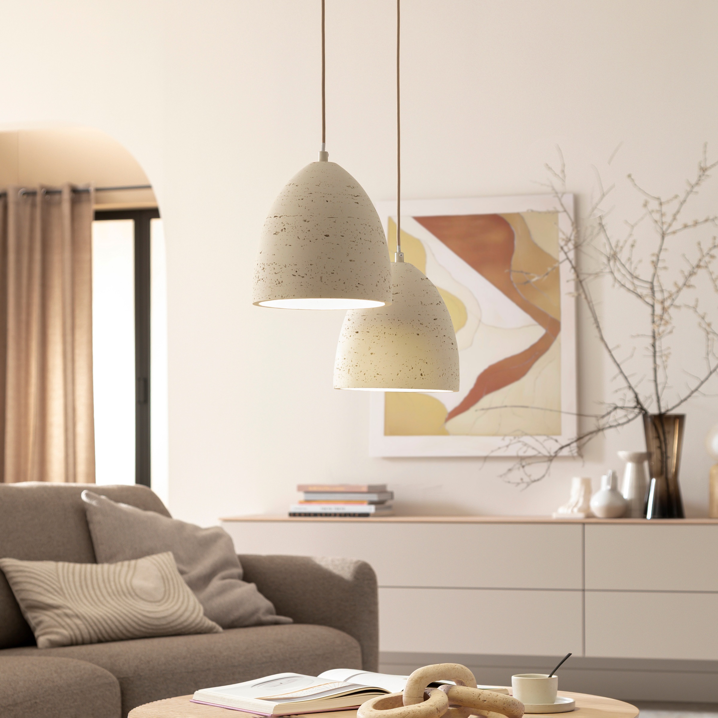 SCHÖNER WOHNEN-Kollektion LED Pendelleuchte »TRAVENTA« E27 1 Stk. SCHÖNER WOHNEN Kollektion, Travertinoptik, Downlight