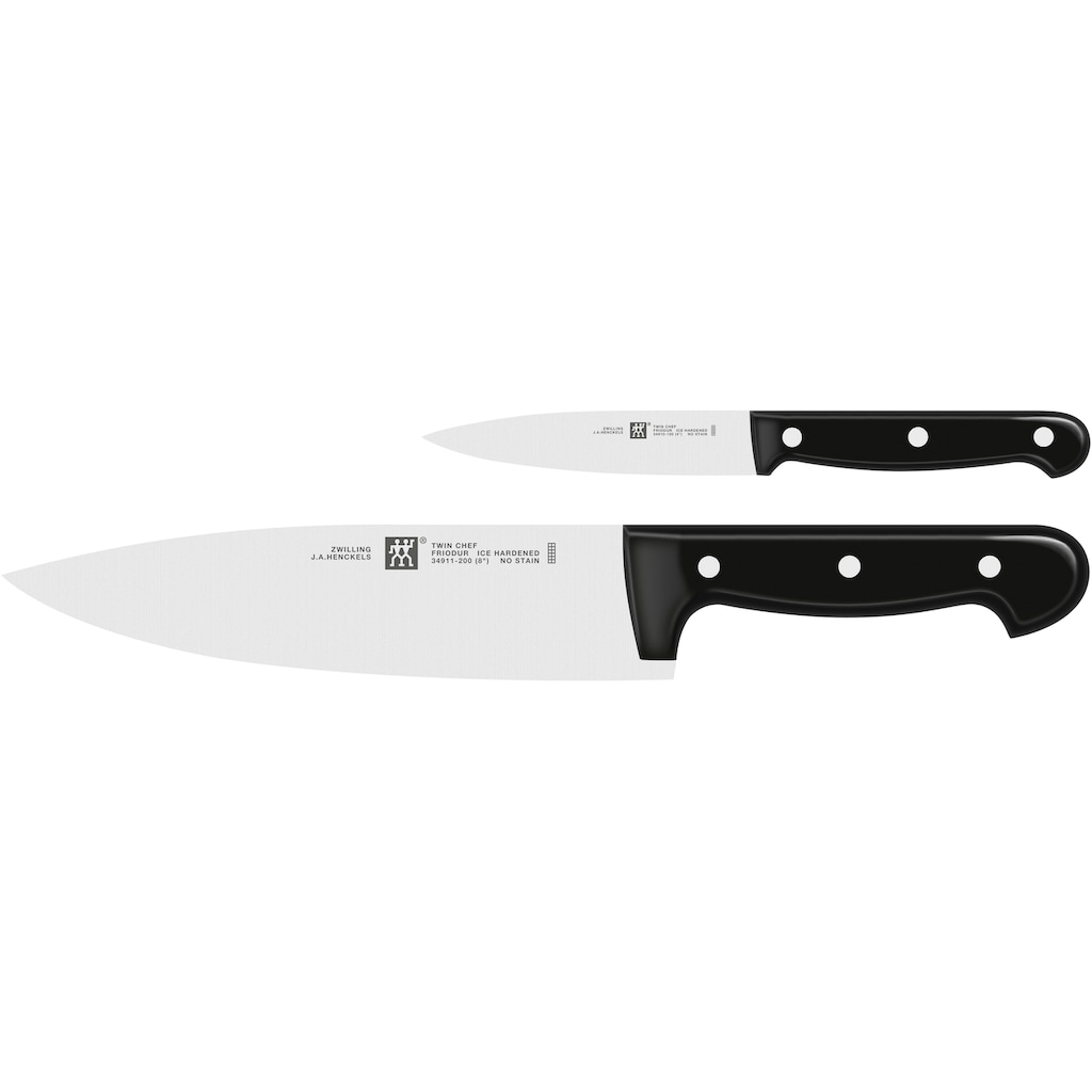 Zwilling Pfannen-Set »Shine/Twin Chef 2«, Aluminium, (Set, 4 tlg., je 1 Bratpfanne Ø 24/28 cm, 2-teiliges Kochmesser-Set), Induktion, Ø 20/24 cm, inkl. 2-teiligem Kochmesser-Set