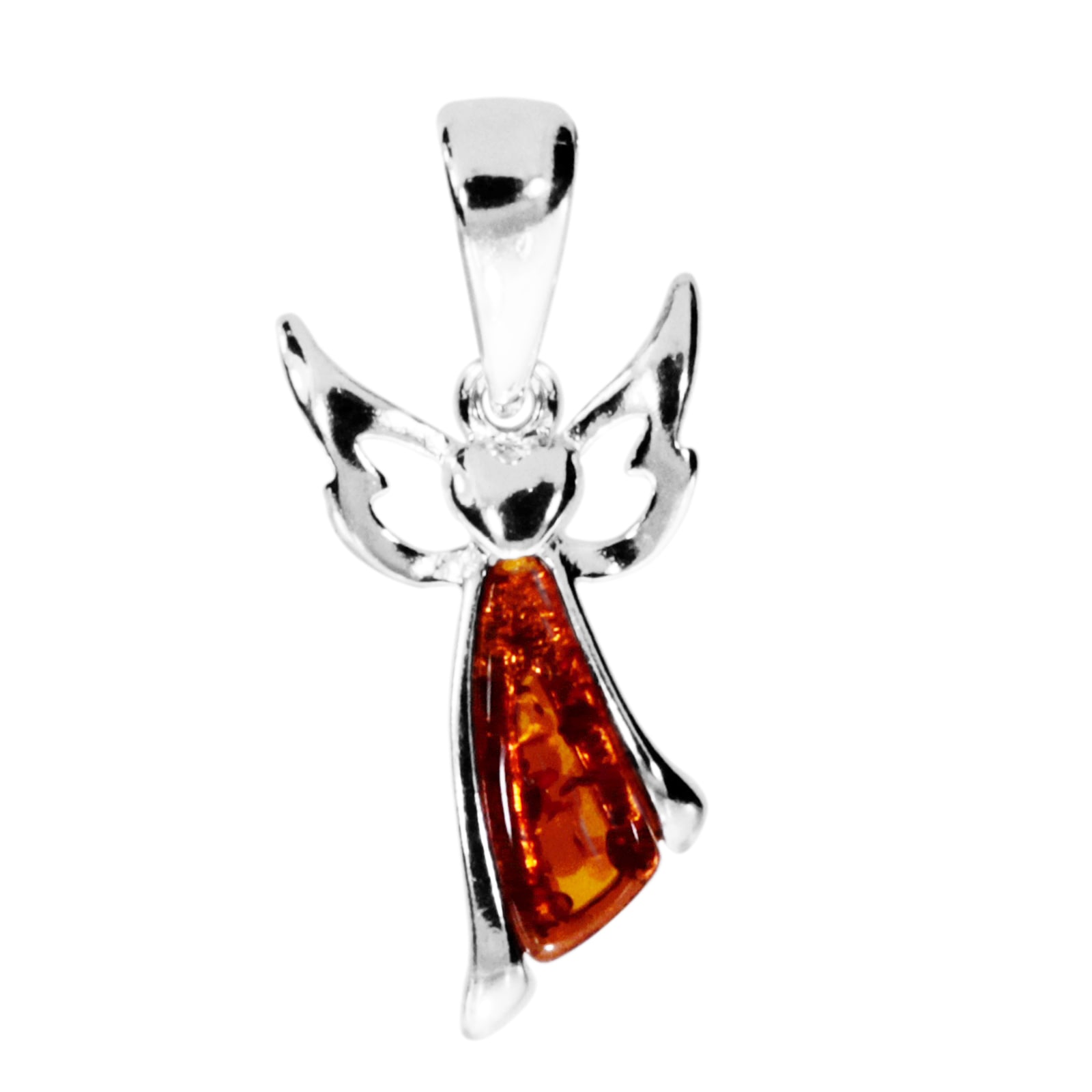 Kettenanhänger OSTSEE-SCHMUCK "Ostsee-Schmuck Anhänger kleiner Engel Anhänger kleiner Engel", weiß, Schmuckanhänger, Damen, 27 x 12mm, Silber 925 (Sterlingsilber), 1,5 g, Kettenanhänger