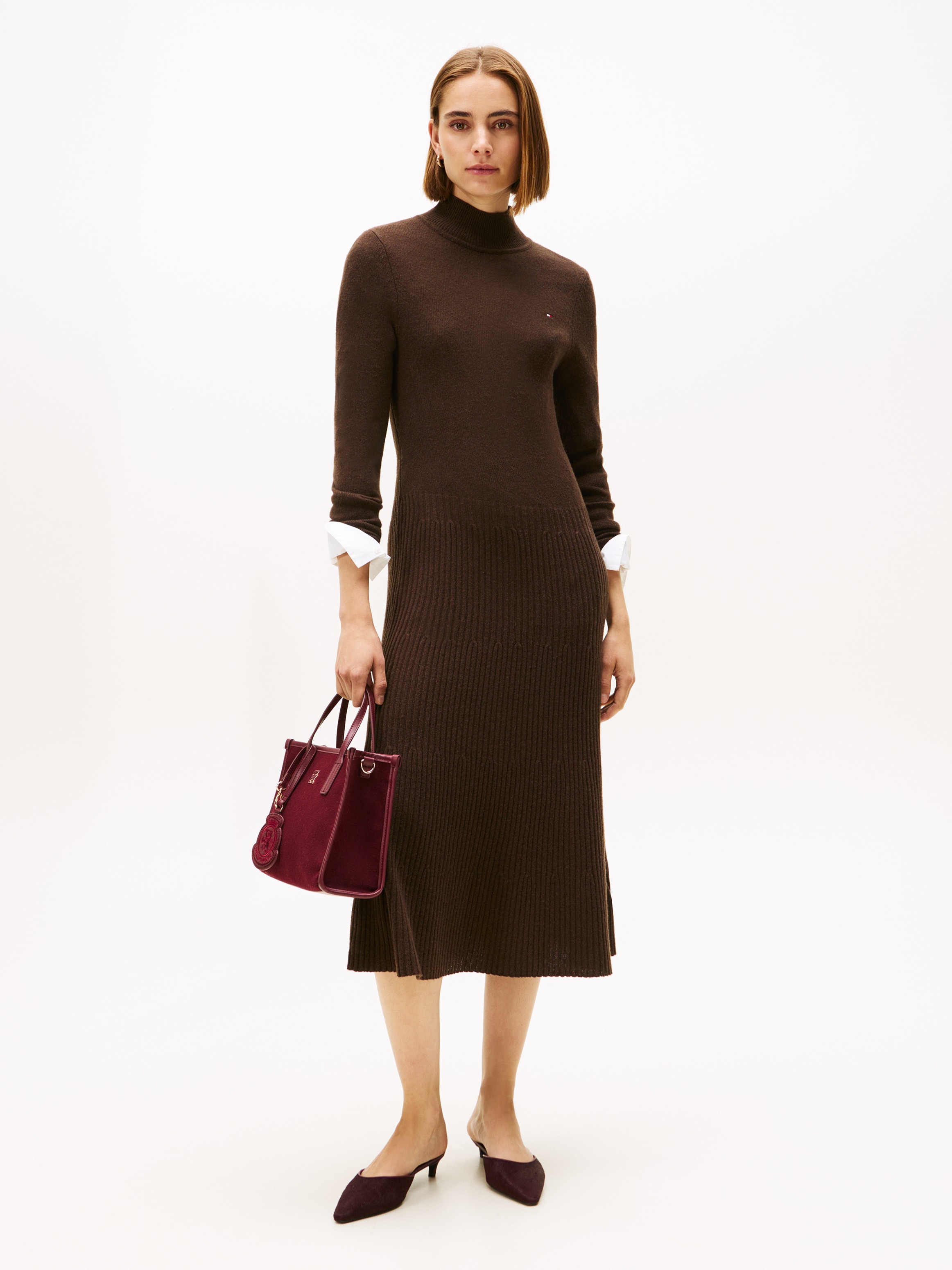 Tommy Hilfiger Strickkleid "SOFT WOOL LS MOCK-NK SWT DRESS" aus reiner Woll günstig online kaufen
