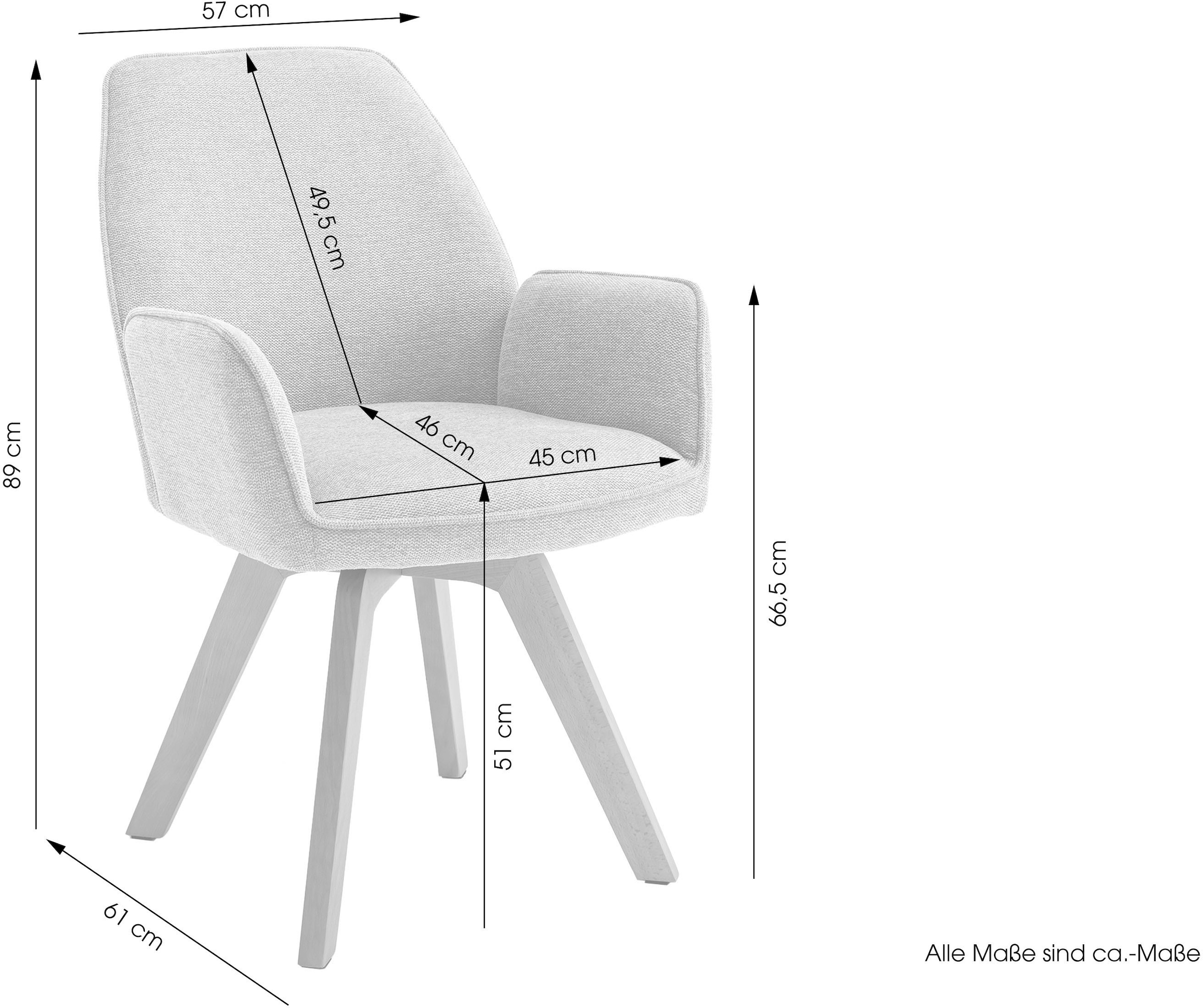 byLIVING Esszimmerstuhl »Tony«, (Set), 2 St., Webstoff, mit Massivholzgestell eichefarbig, 360 Grad drehbar, hoher Sitzkomfort